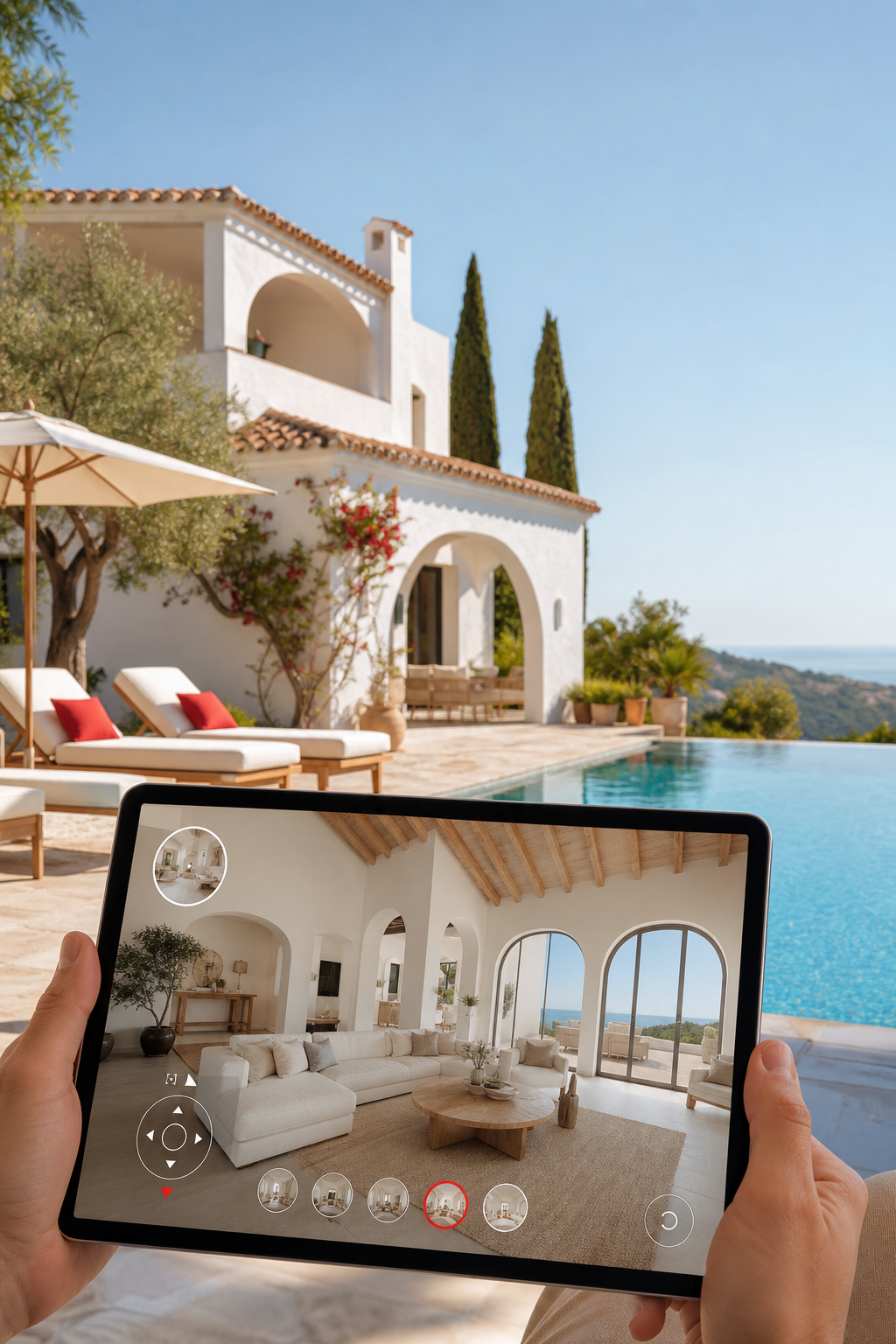 luxury villa website design with virtual tour interface