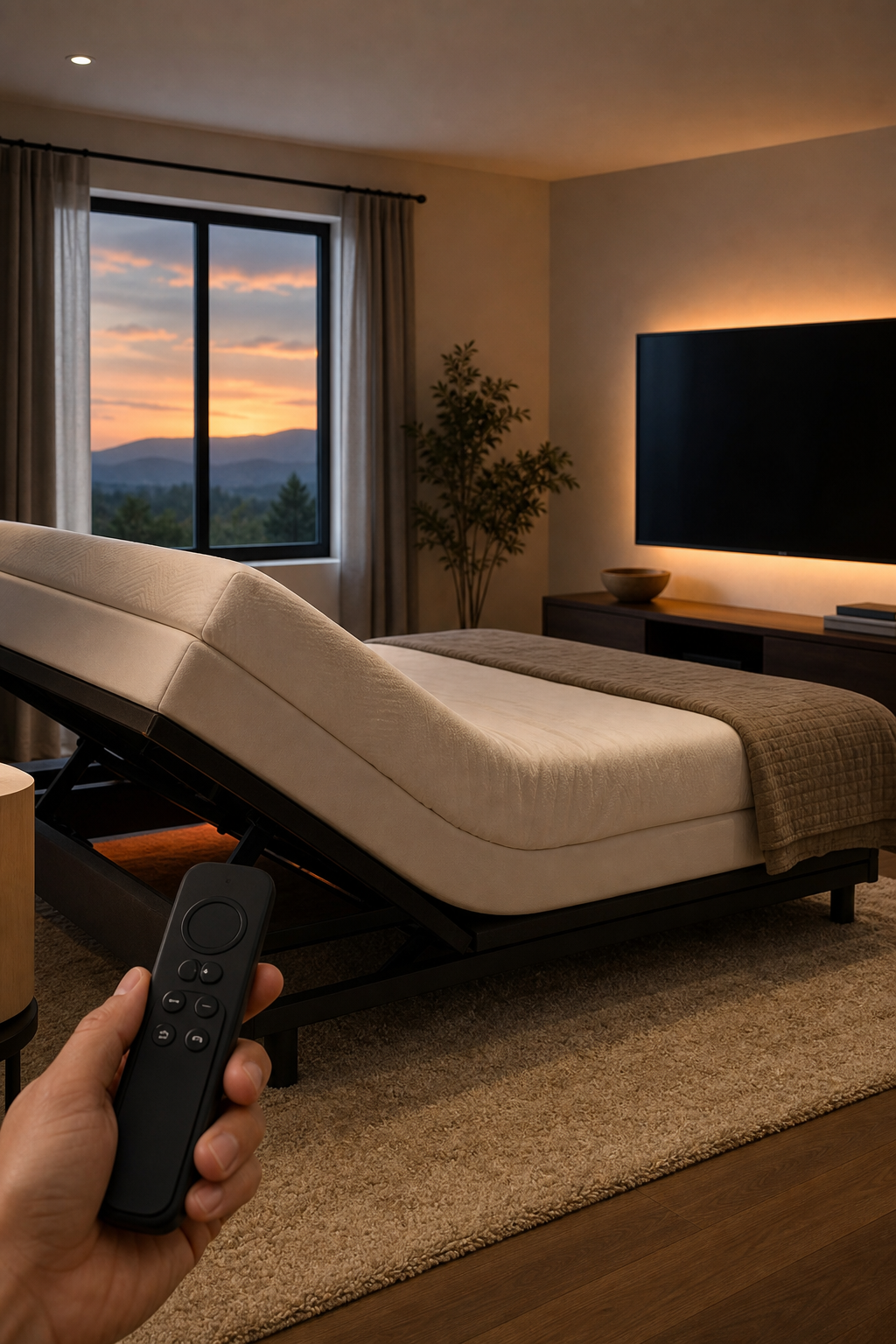adjustable bed with TV preset feature