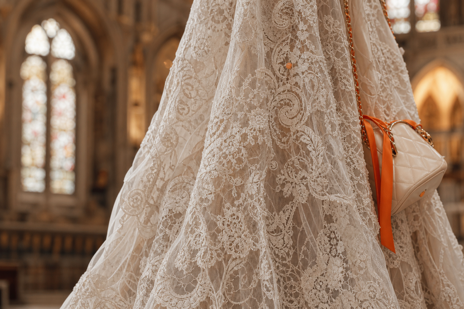 Chanel lace maxi dress detail