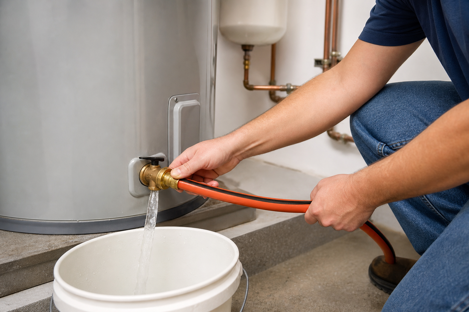 draining and flushing a water heater.
