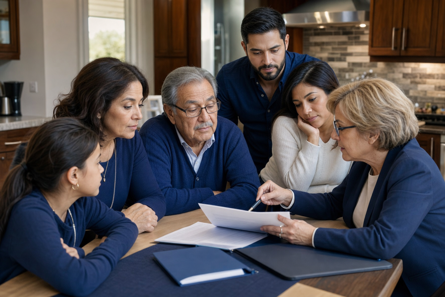 Brooklyn family reviewing Medicaid asset protection trust documents with an elder law attorney.
