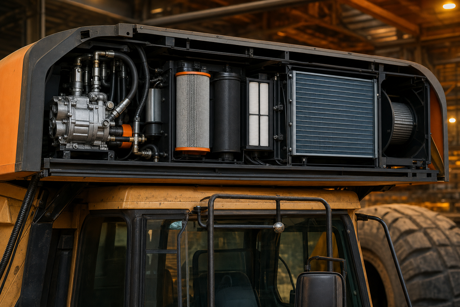 MSHA rated mobile HVAC system components on mining equipment.