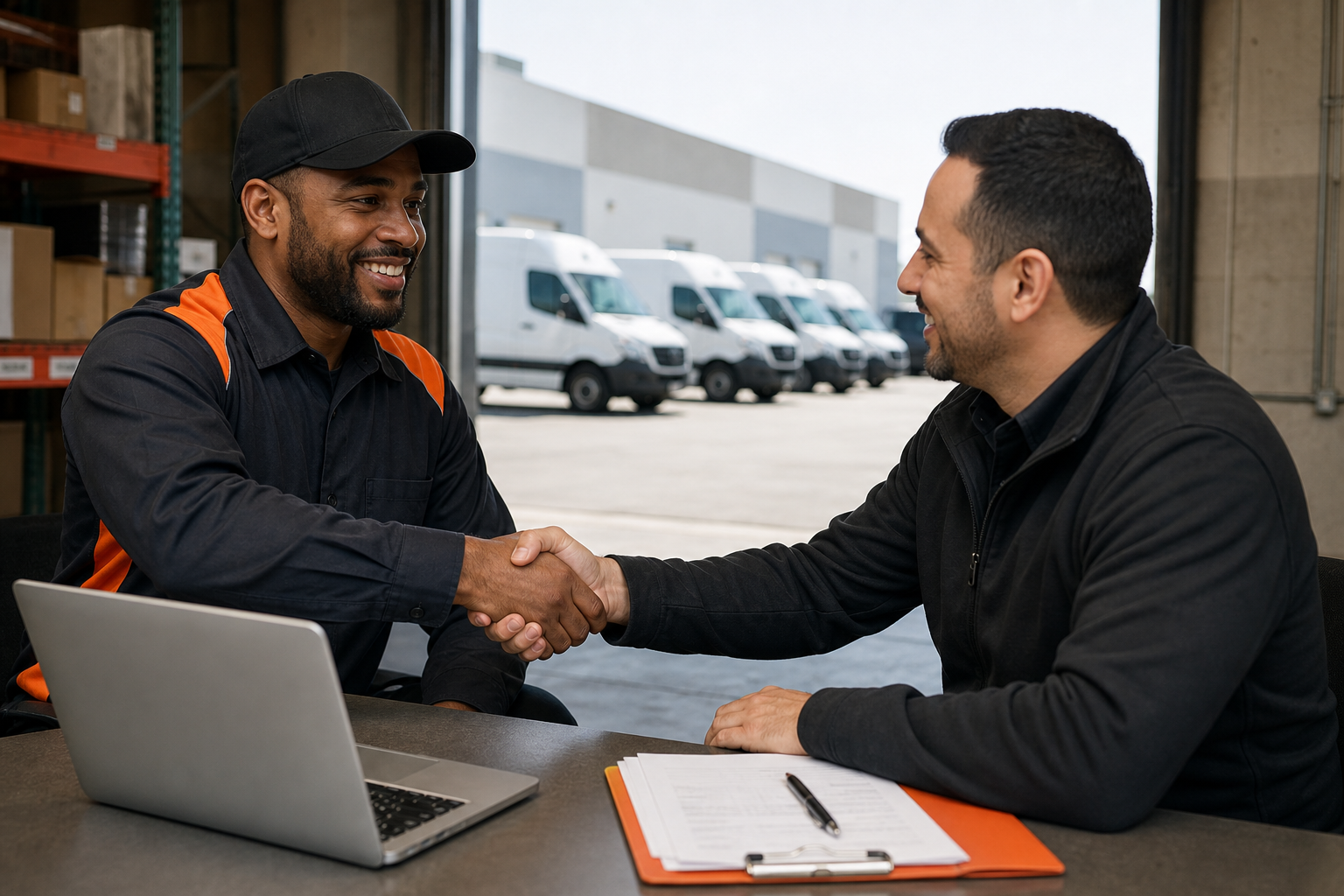 CDL Jobs Inland Empire recruiter onboarding a driver.