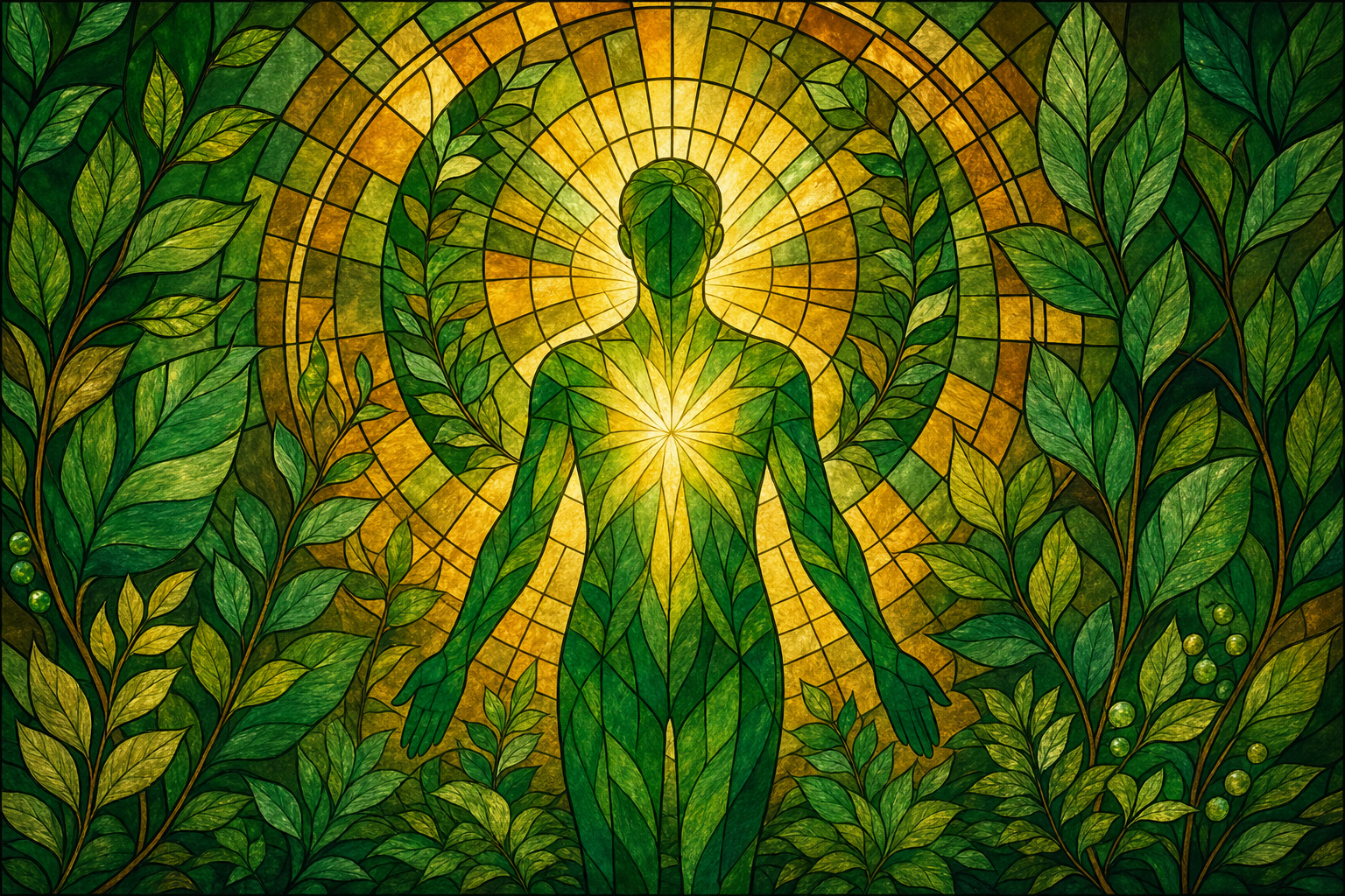 natural energy boost supplement wellness lifestyle stained glass art.