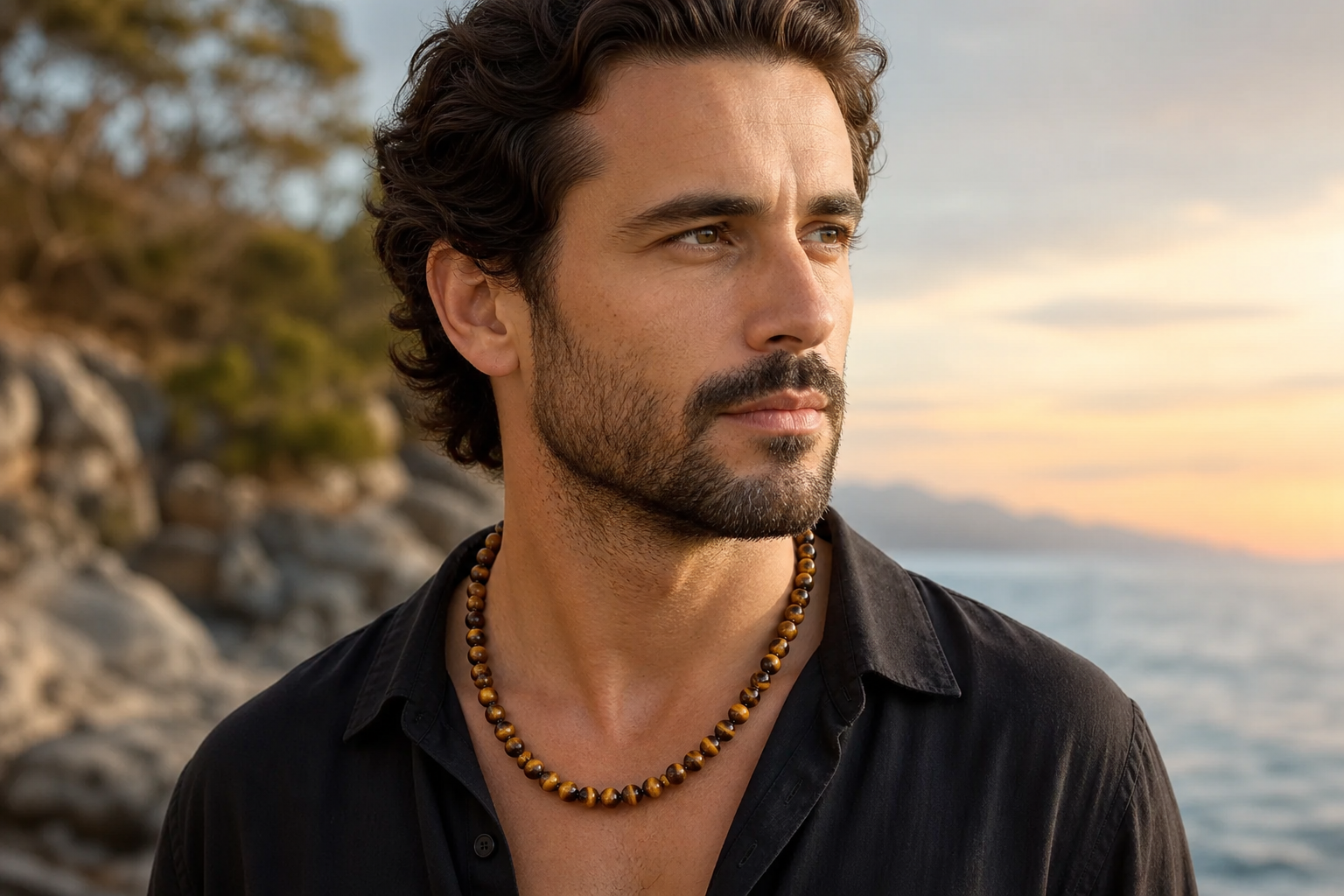 tiger’s eye necklace for men confidence