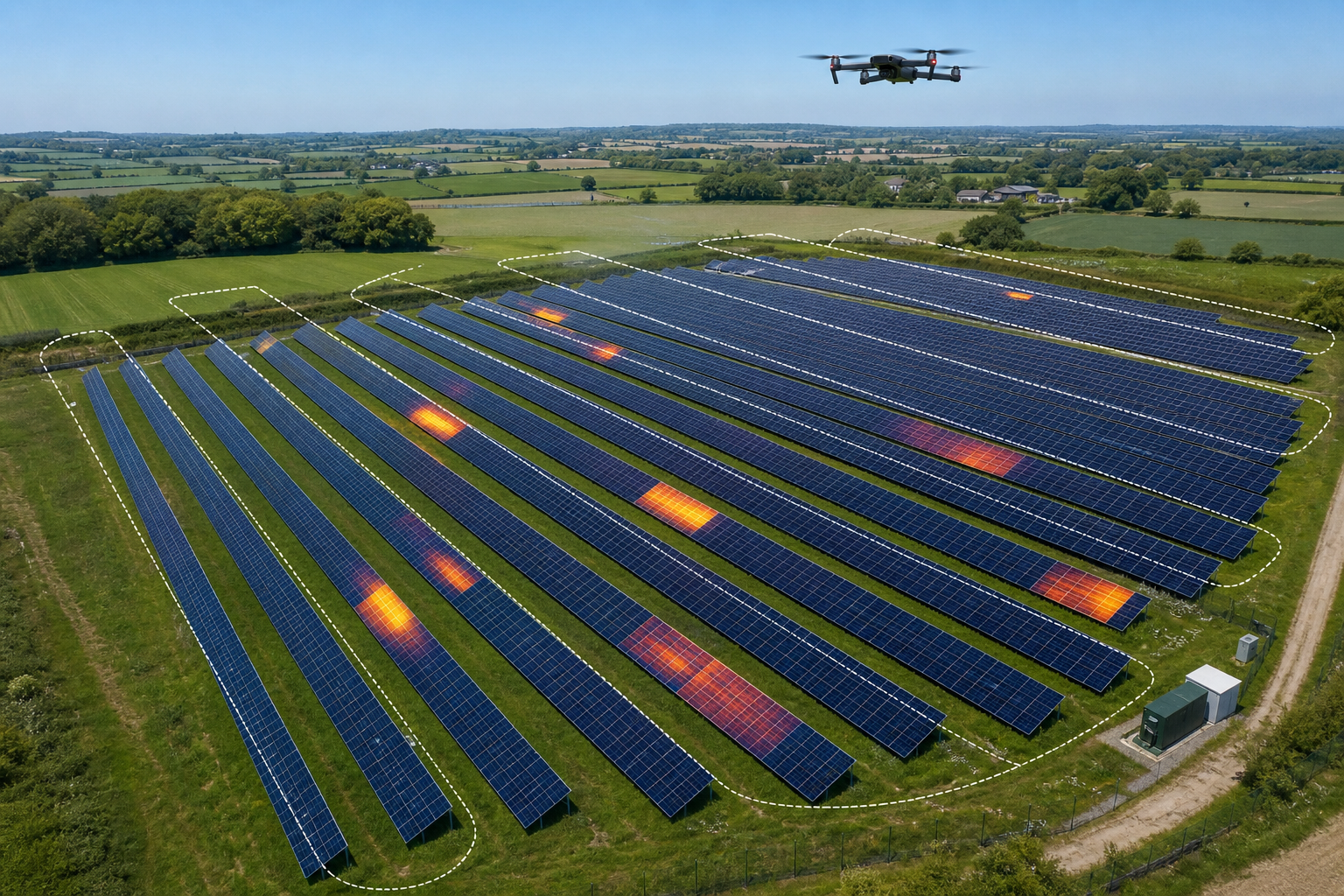 aerial solar panel inspection thermal image