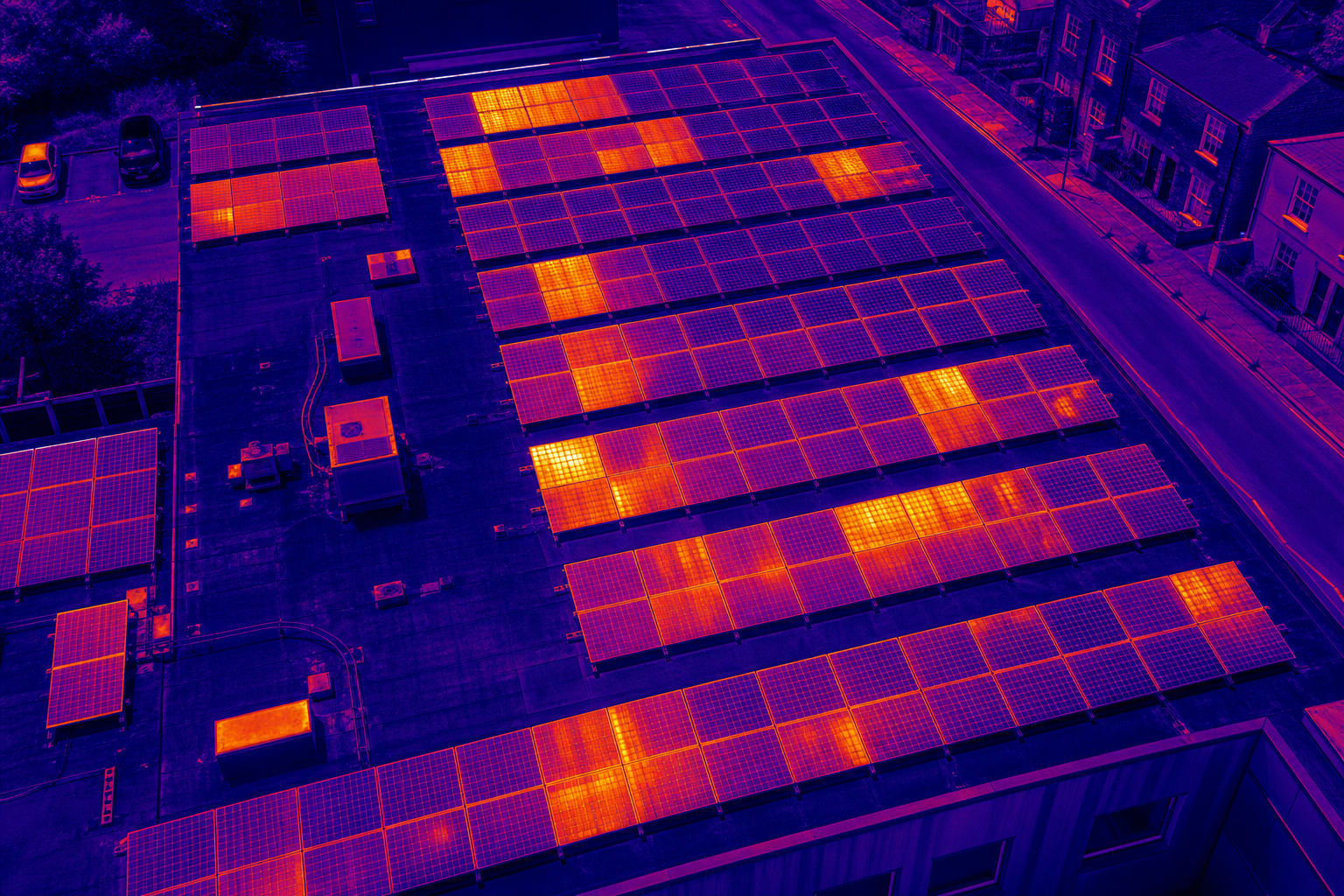 thermal imaging survey of solar panel installation