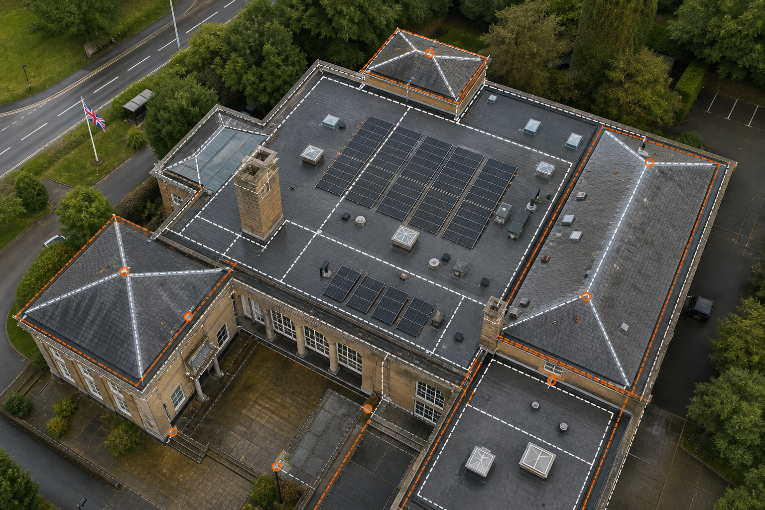 non‑intrusive roof inspection planning diagram
