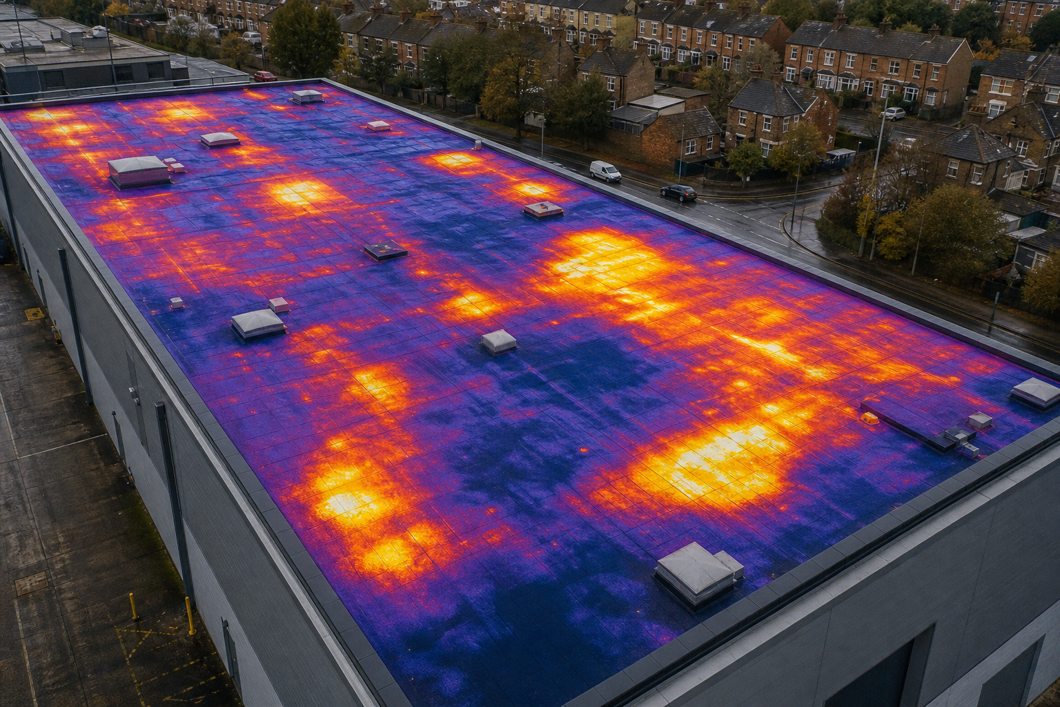 drone‑based thermal imaging revealing hidden roof defects