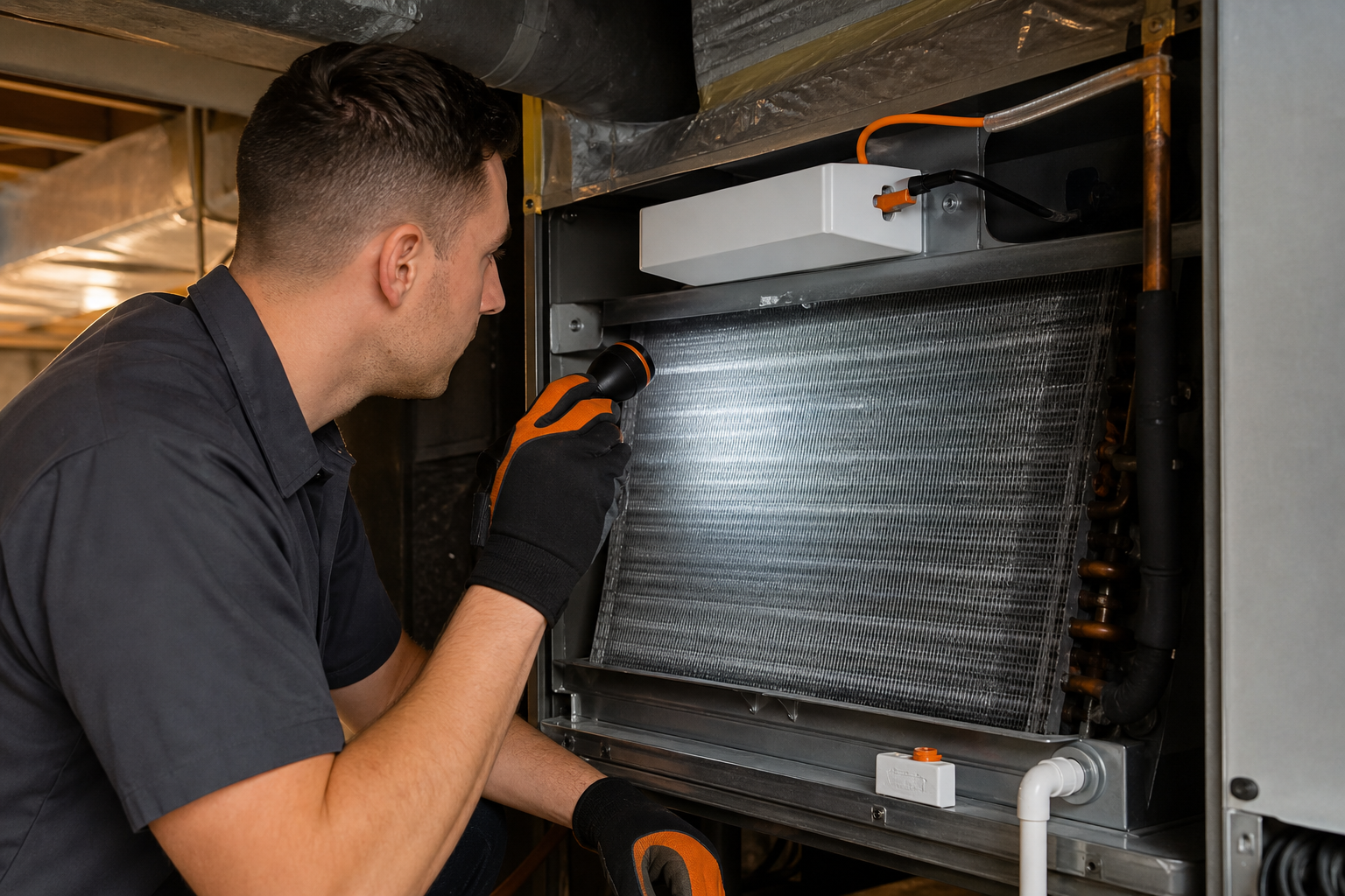 HVAC coil with air-quality accessory in action