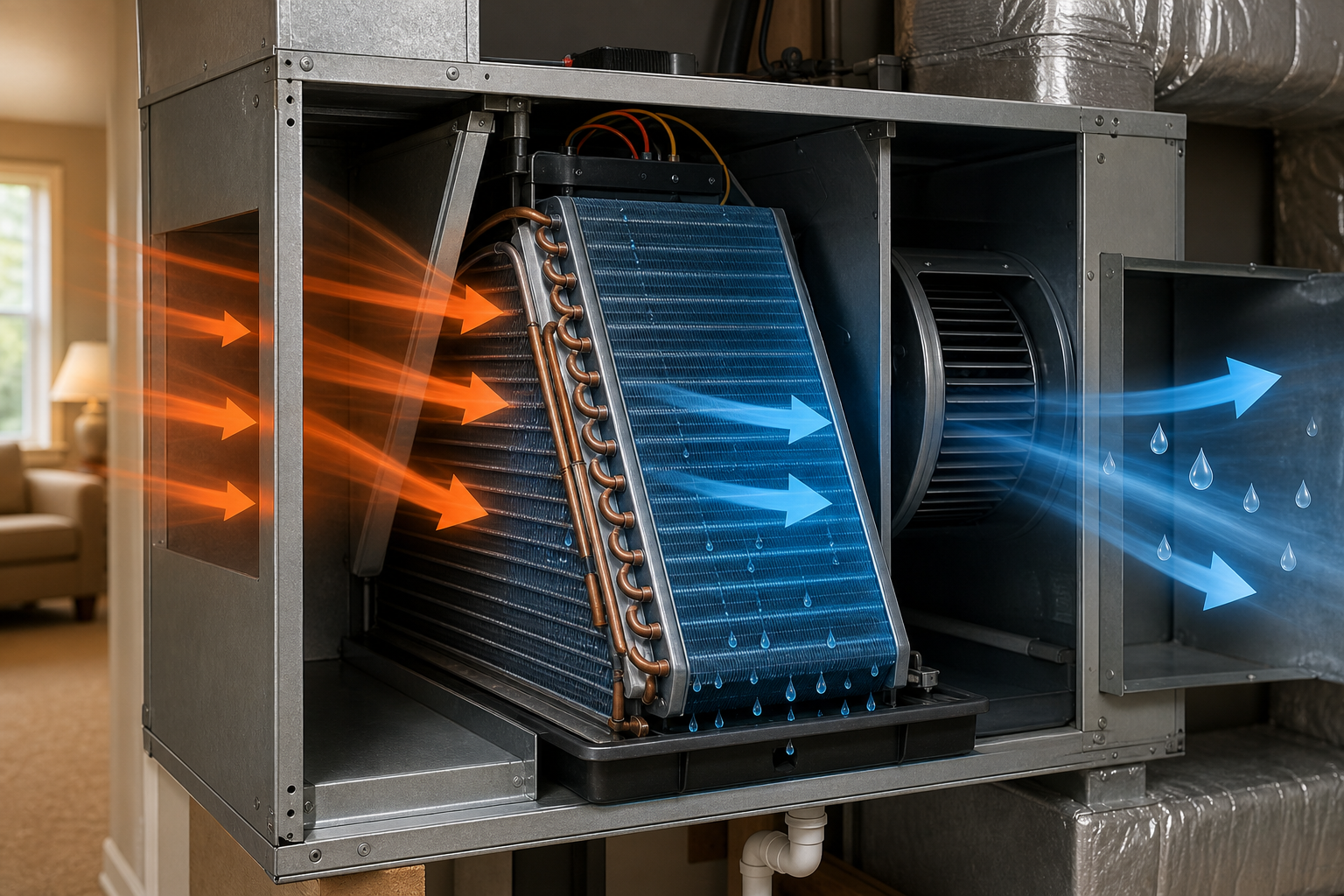 evaporator coil heat exchange diagram.