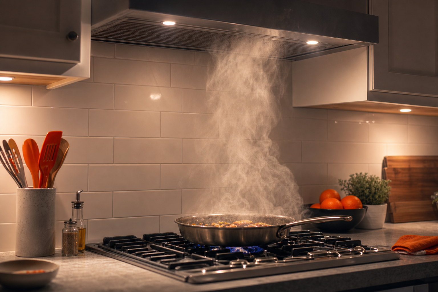 cooking pollutants in kitchen air