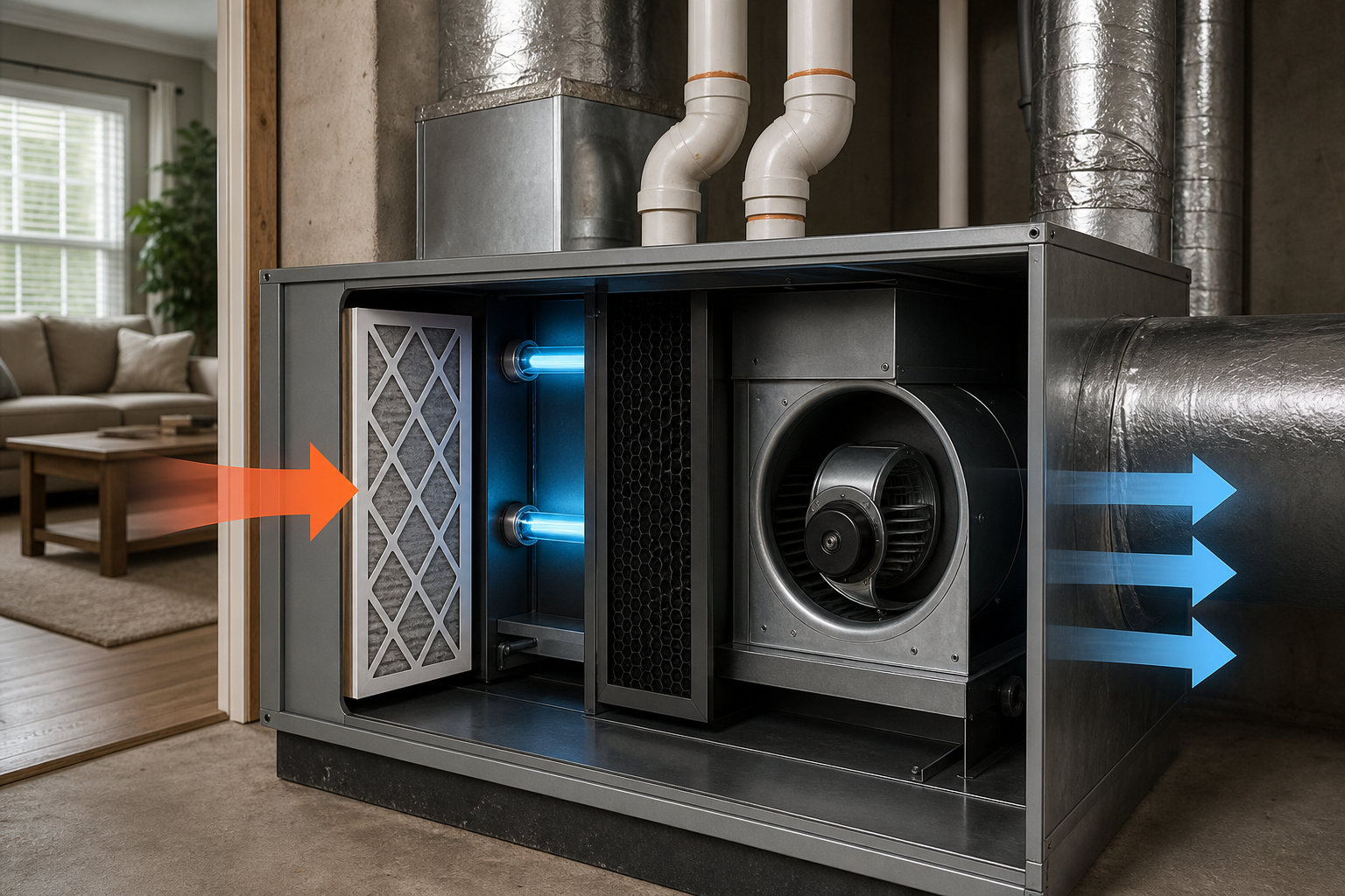 indoor air quality components in a home HVAC system