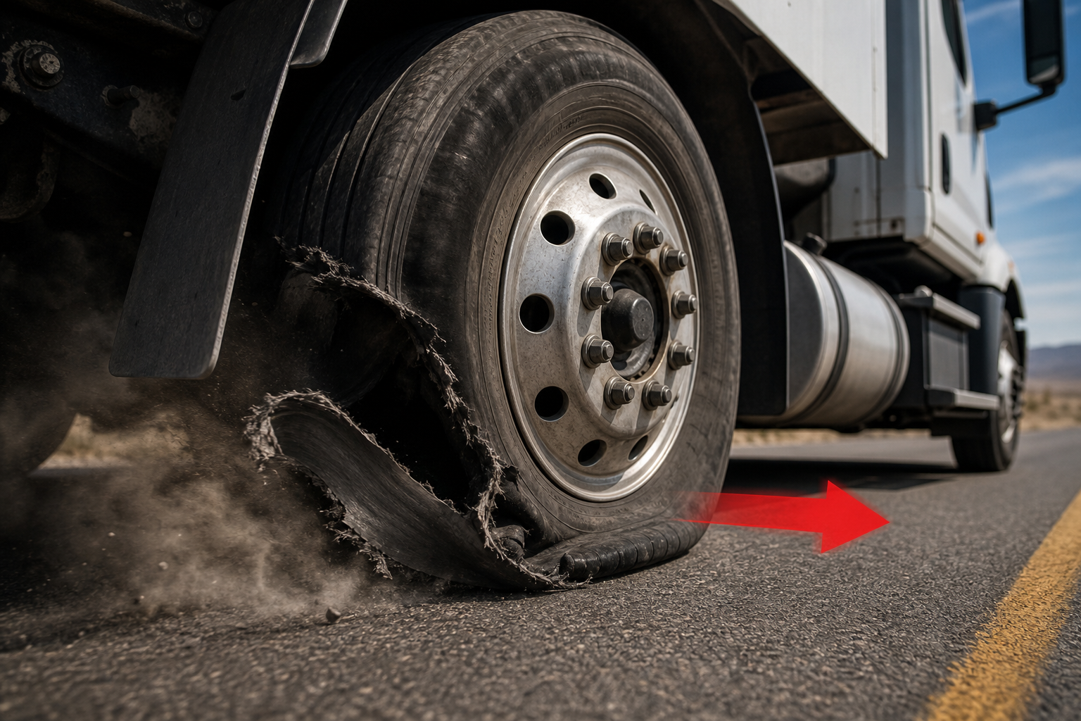 semi truck tire blowout physics illustration
