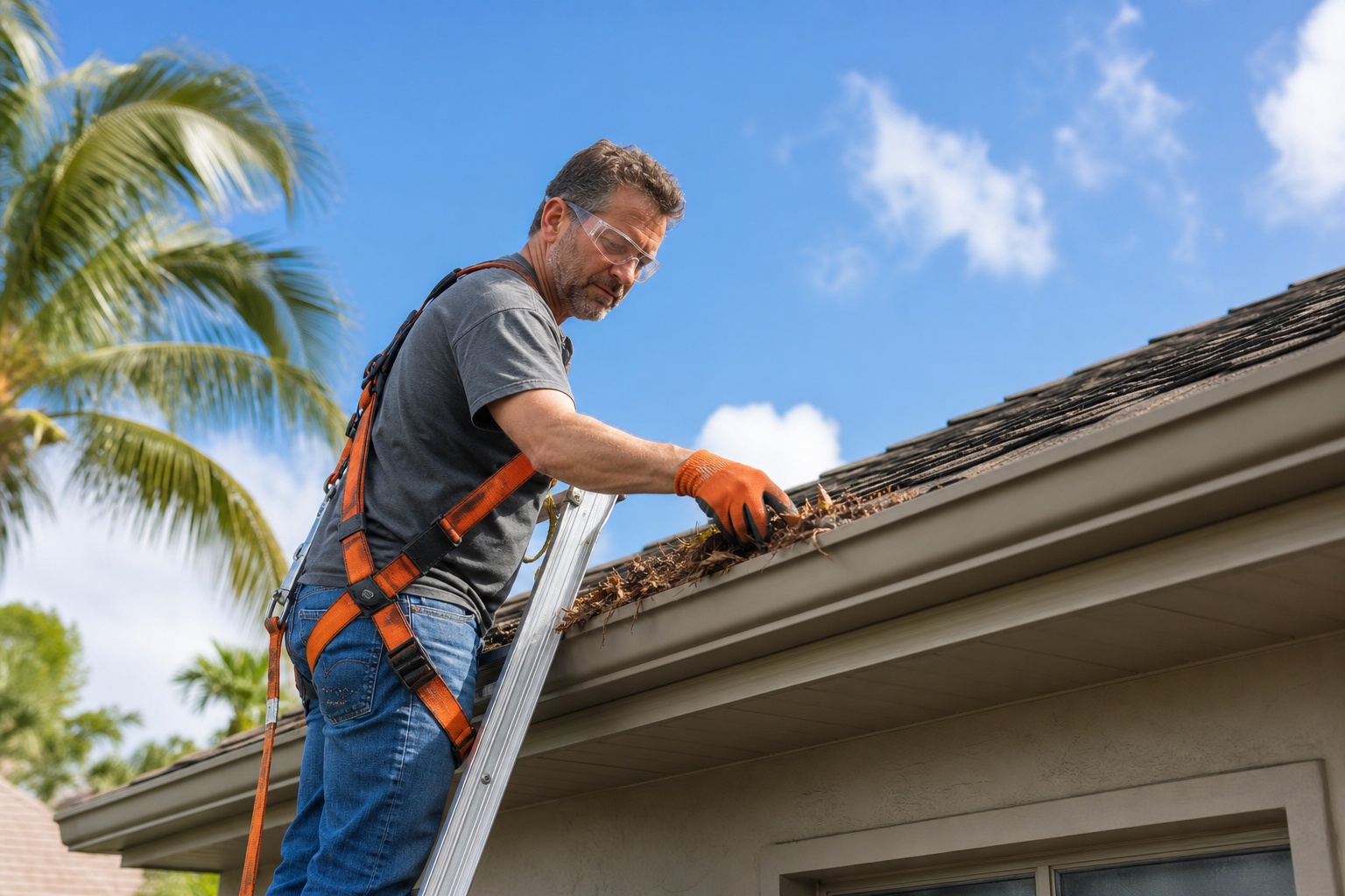 DIY gutter cleaning safety risk