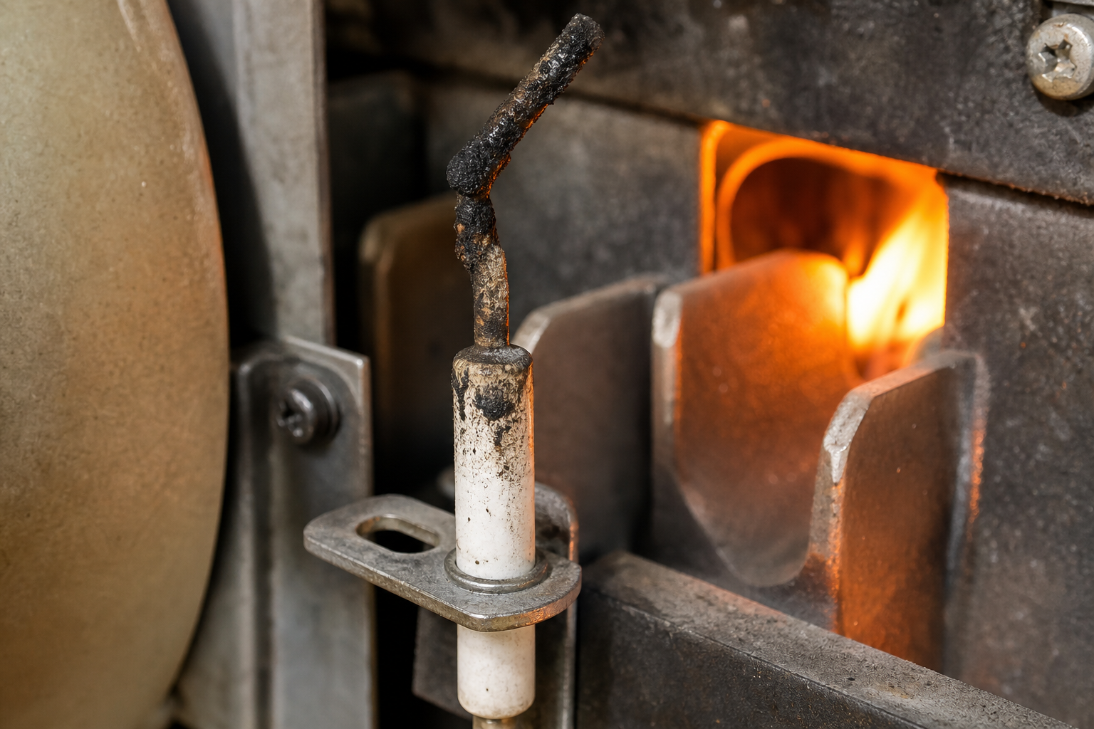 dirty furnace flame sensor with carbon buildup causing short cycling.