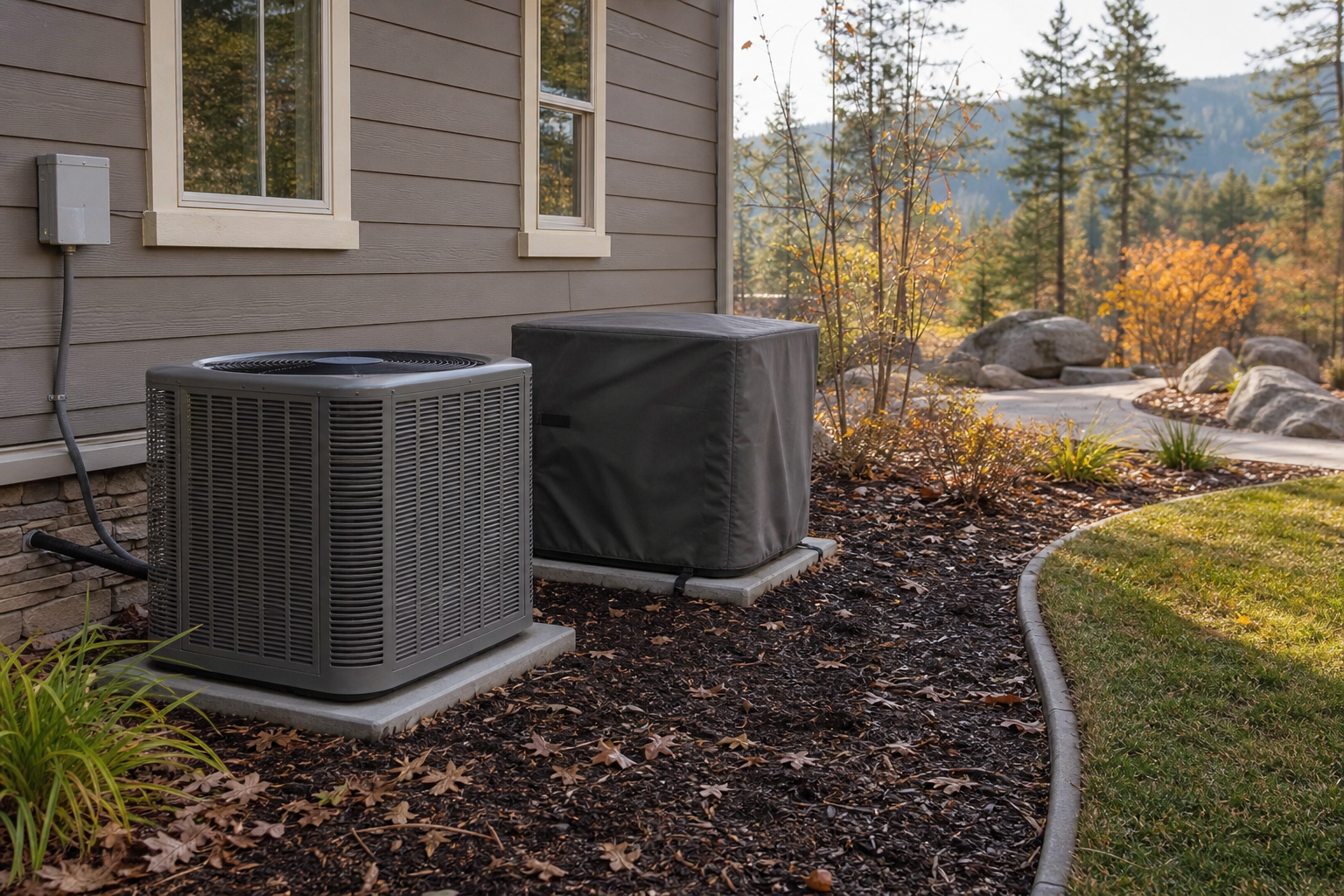 outdoor AC condenser winter cover decision in Northern California foothills