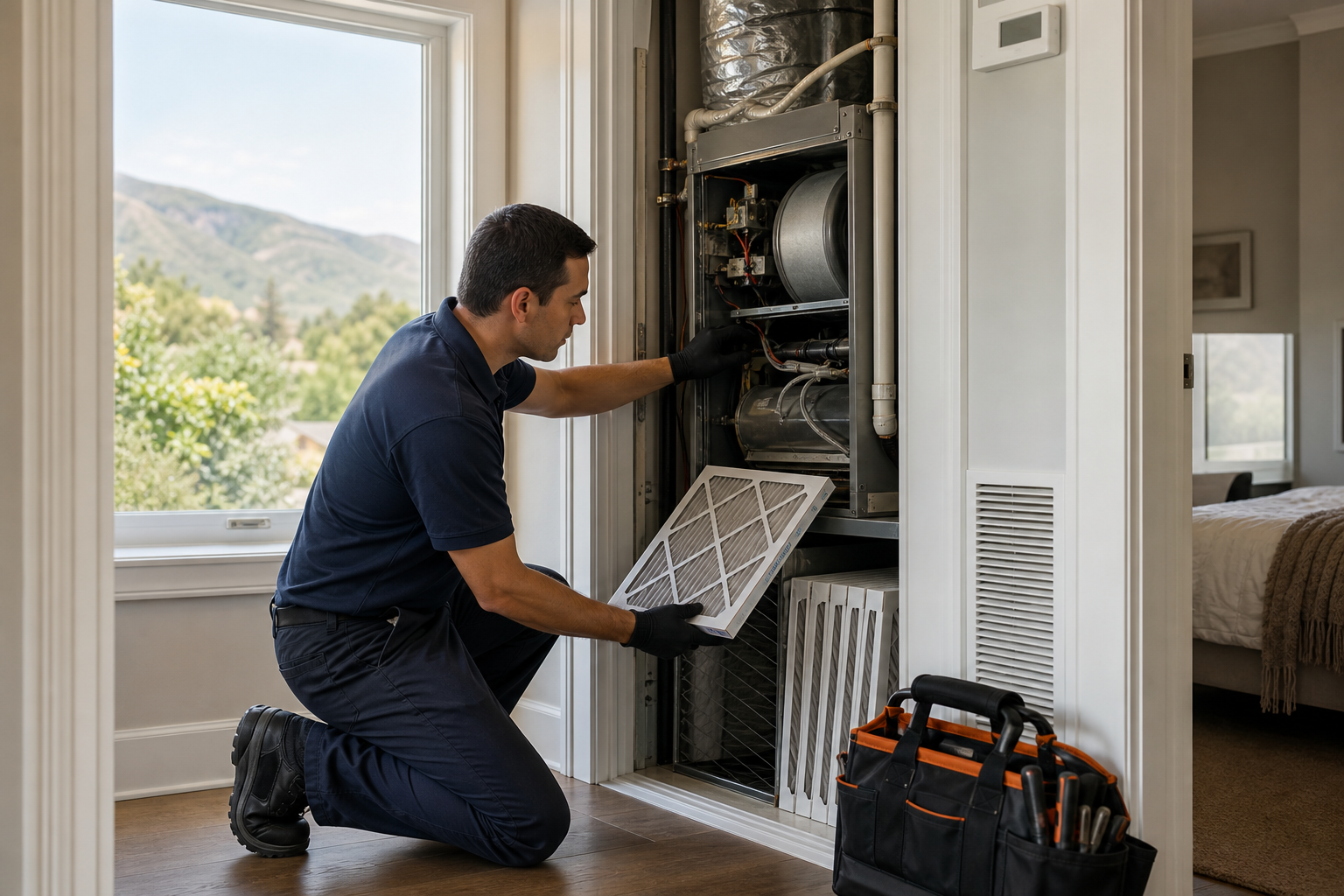 HVAC air quality inspection for dust mite control