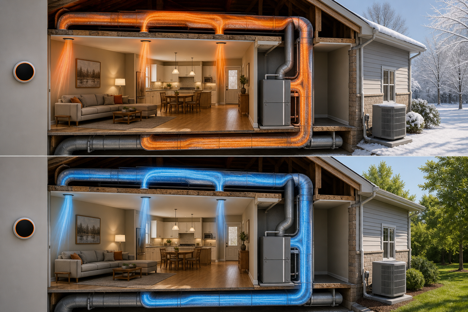 HVAC heating ventilation and air conditioning system in a home