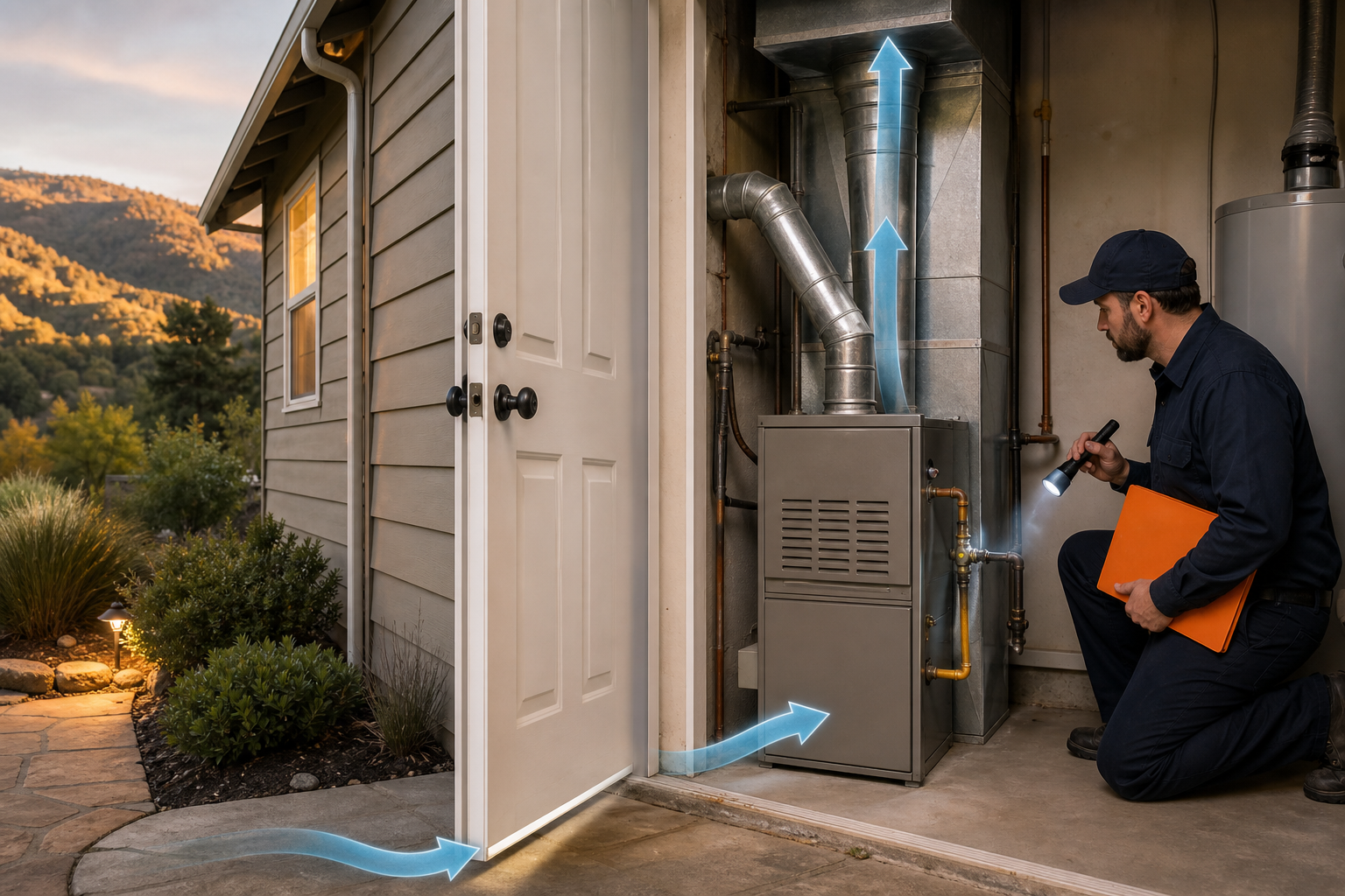 furnace pilot draft vent and gas supply inspection