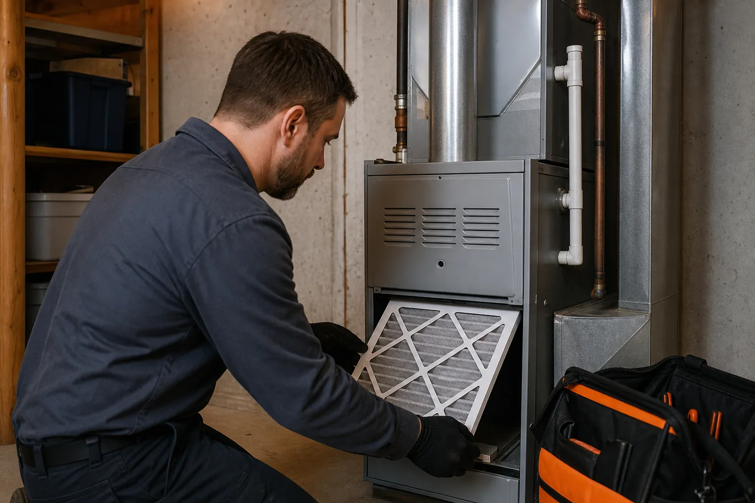 safe furnace inspection after gas odor clearance