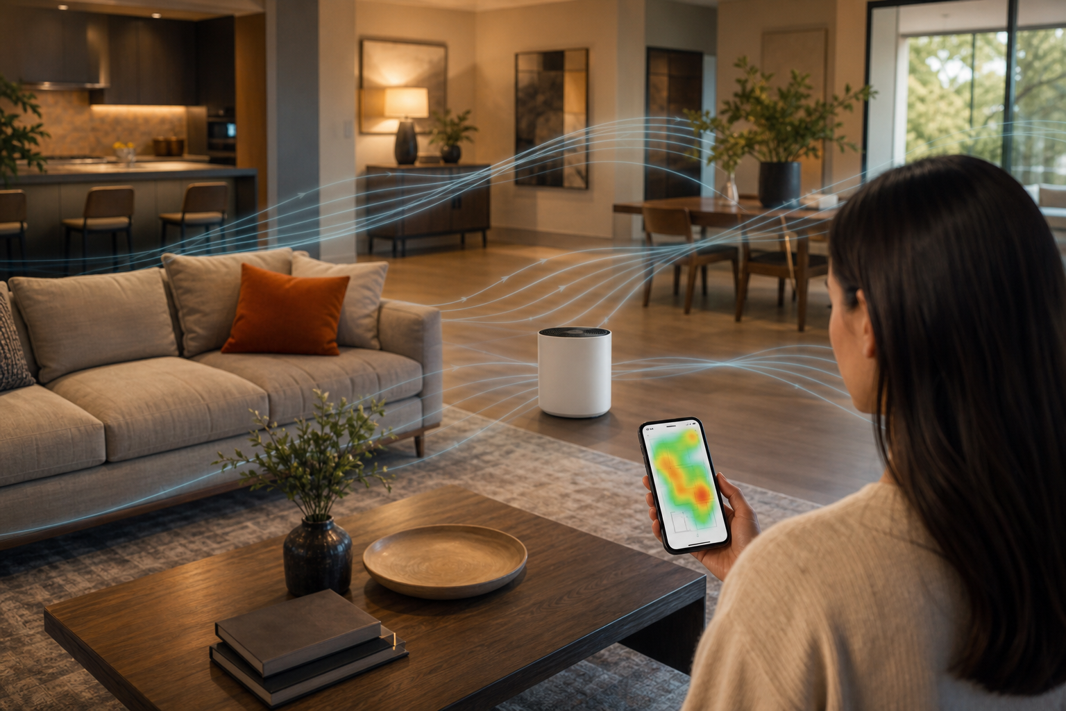 testing scent coverage and diffuser placement with a smartphone app