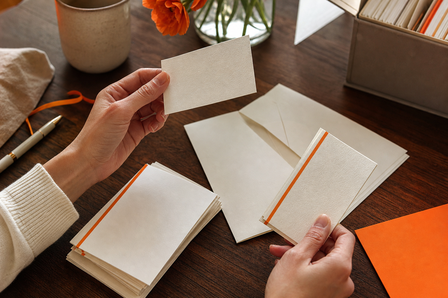 testing and personalizing scent cards for business gifts
