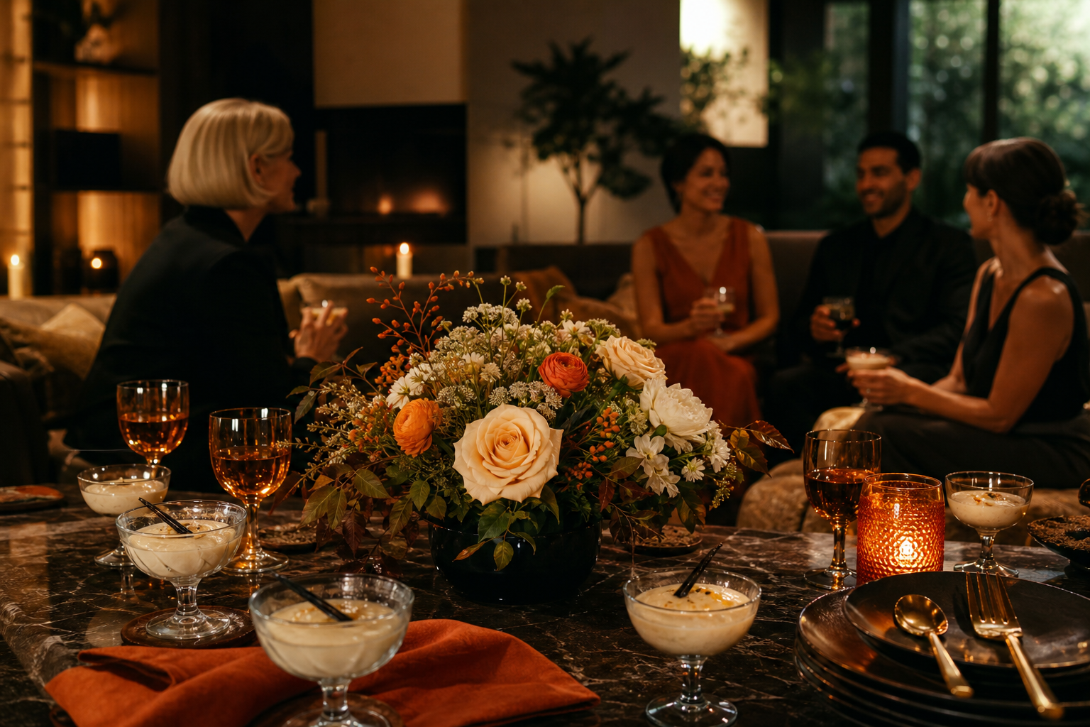 floral and gourmand fragrance layering for an evening gathering
