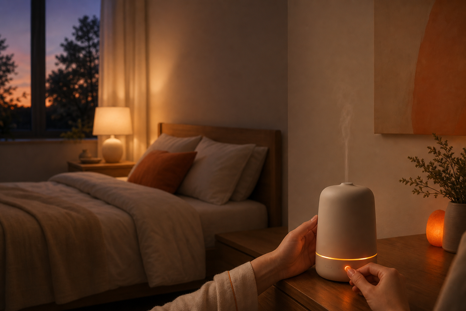 setting gentle diffuser intensity for sleep