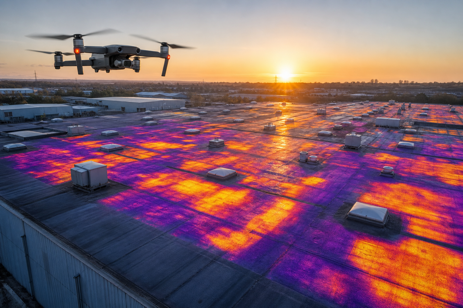 thermal drone inspection of flat roof