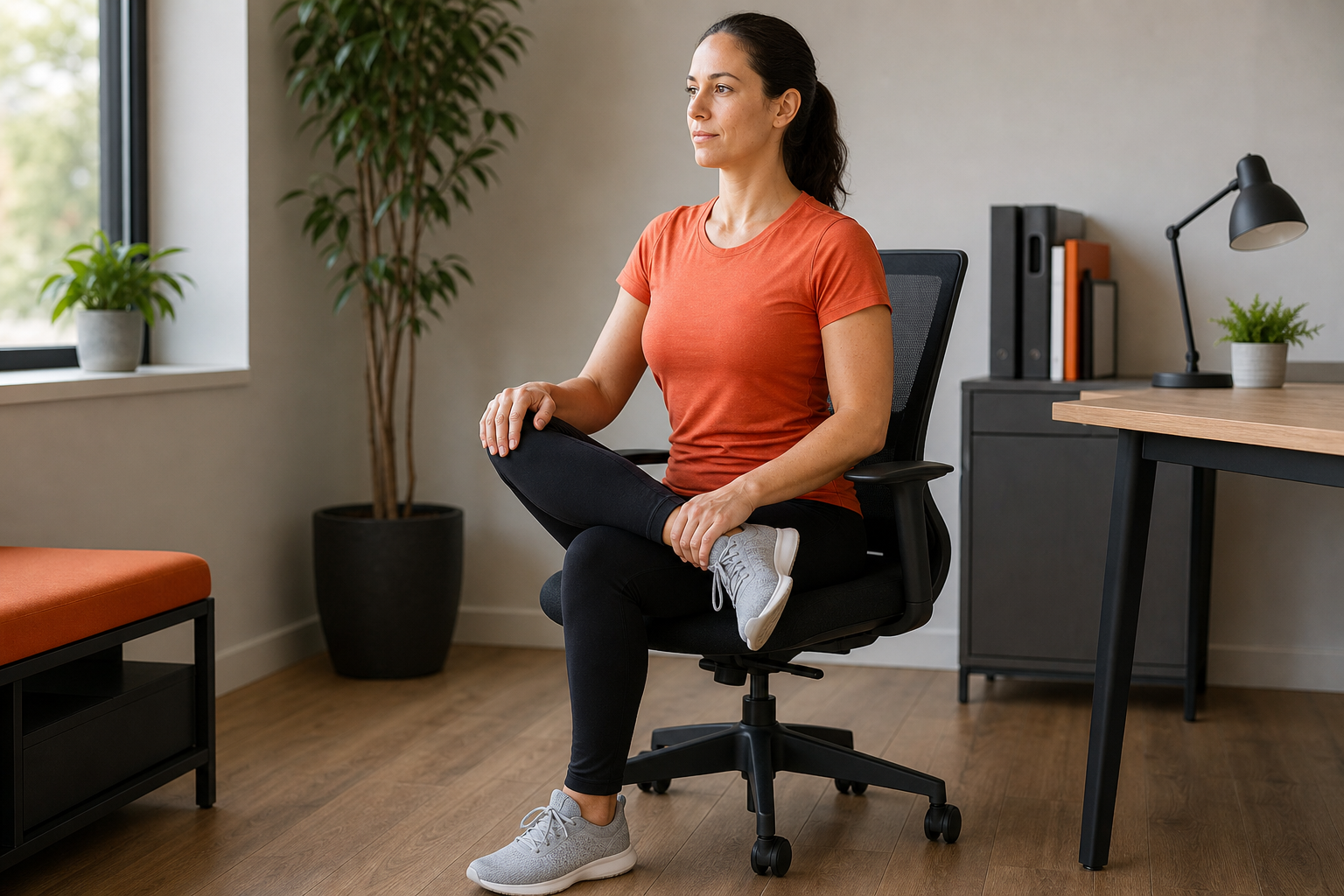 seated piriformis stretch setup