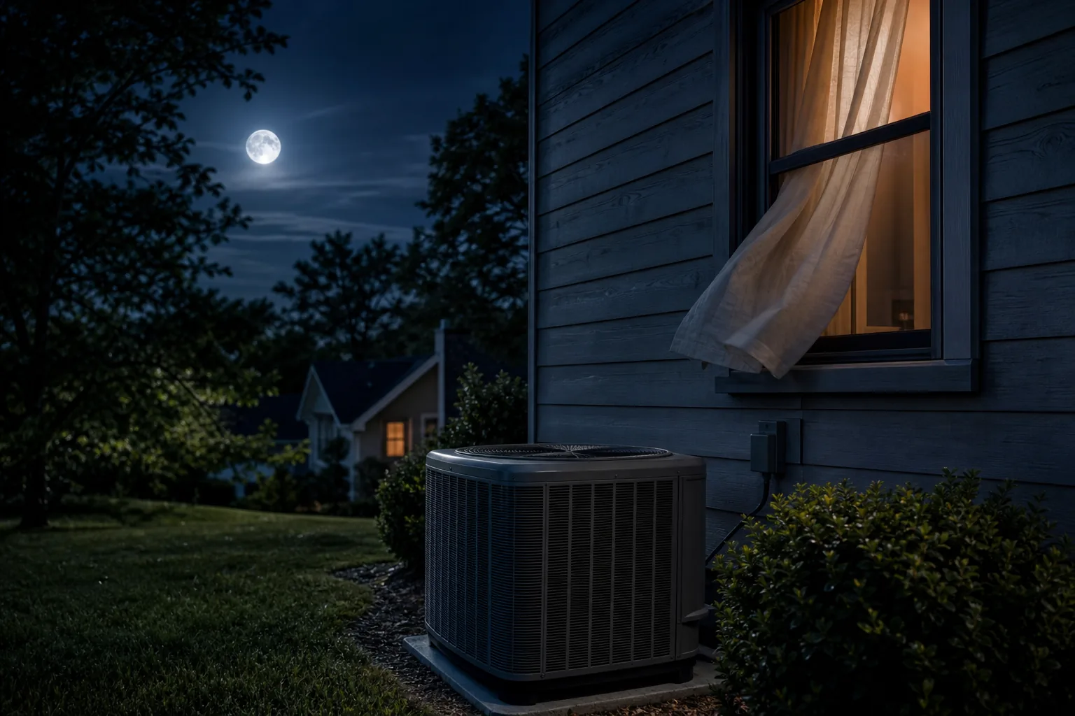 Night‑time HVAC efficiency in a suburban house