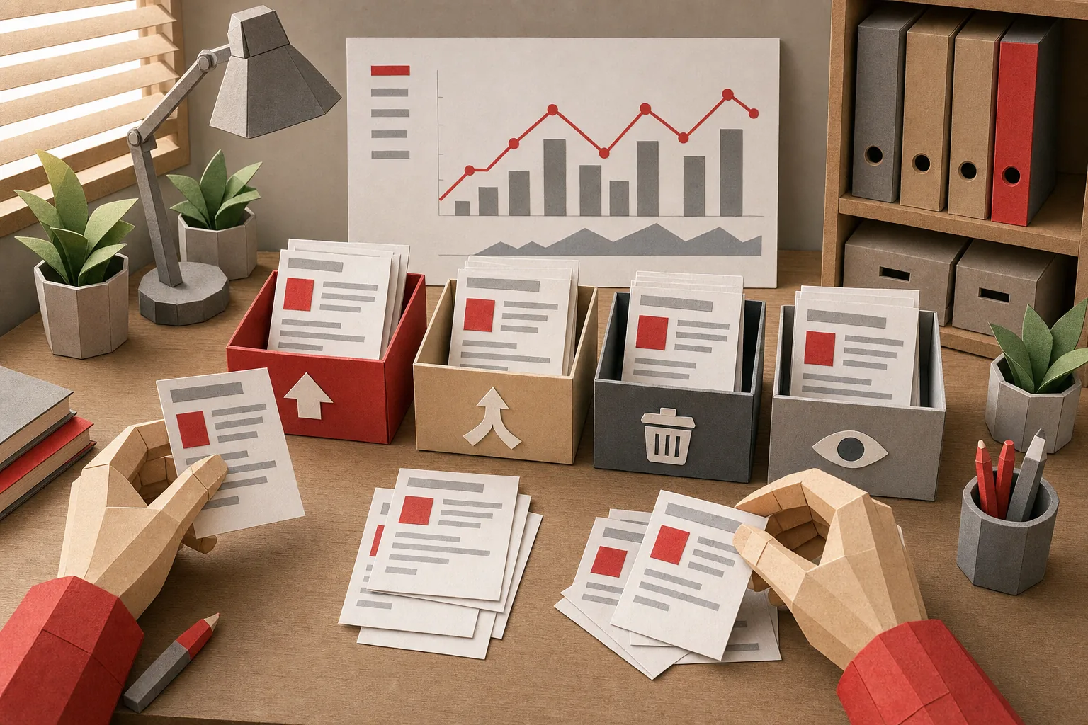 Papercraft SEO audit sorting AI-generated pages by ranking performance.