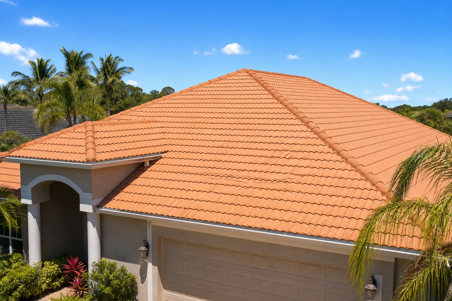 Roof soft washing result Orlando