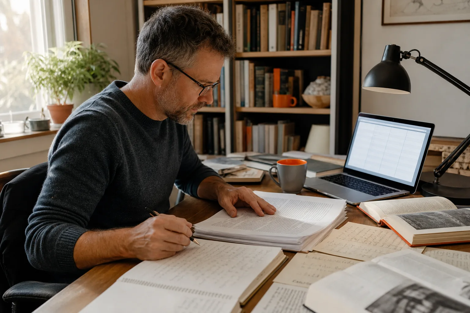 Nonfiction manuscript source log and original writing records