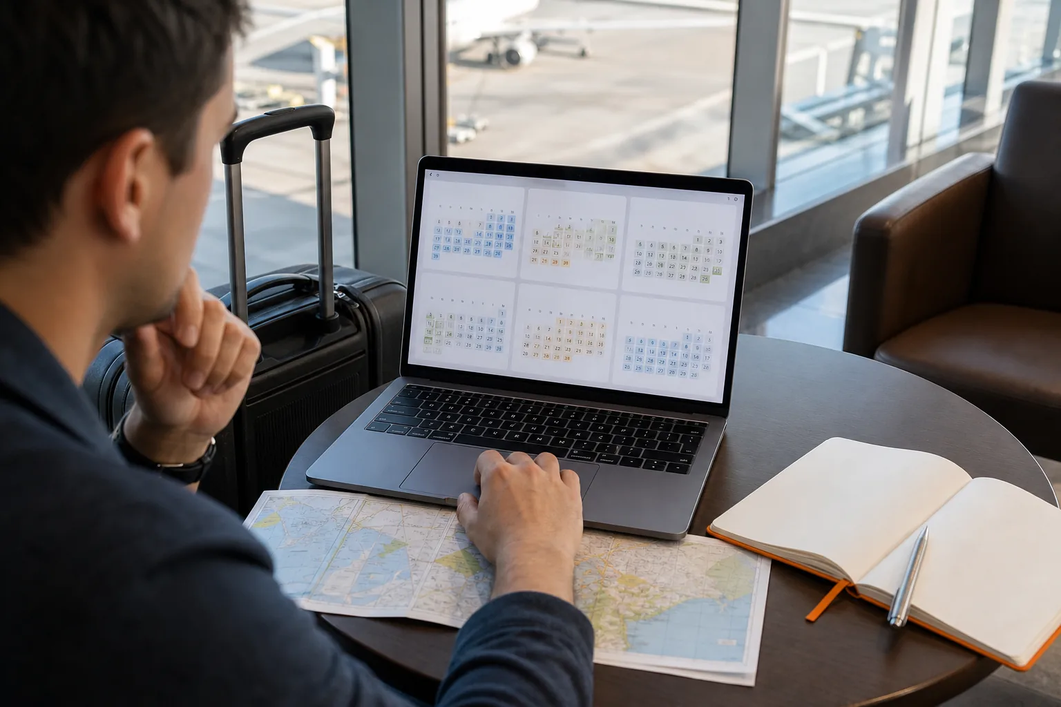 traveler comparing flexible flight dates and nearby airports