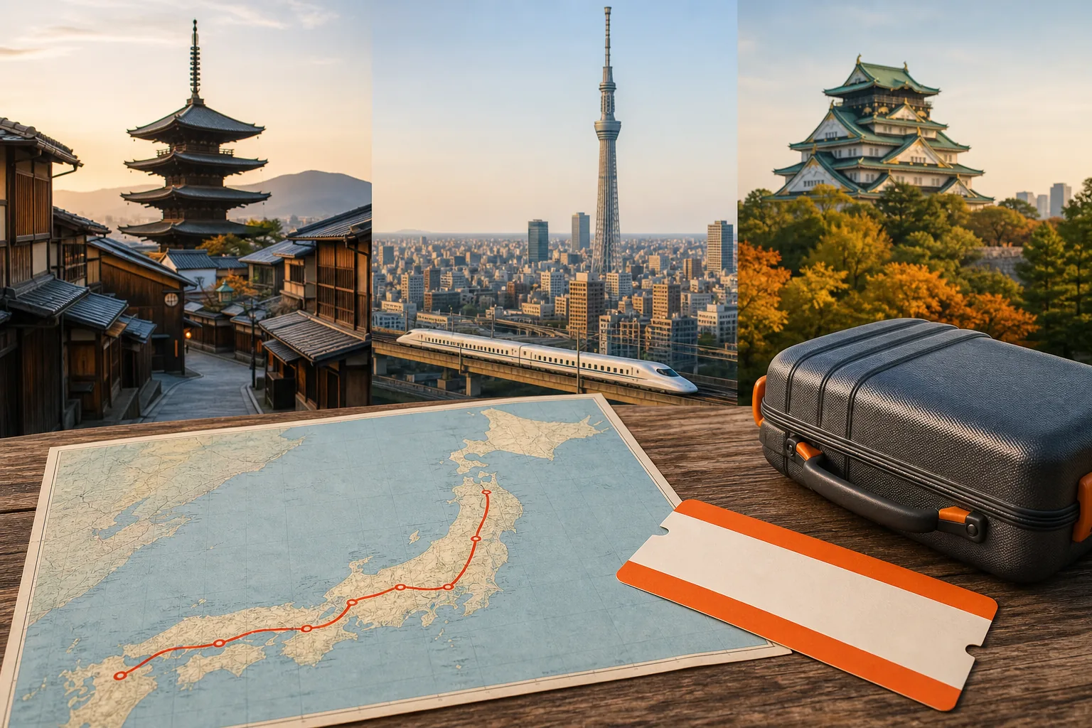 seven day Japan itinerary route from Tokyo to Kyoto and Osaka