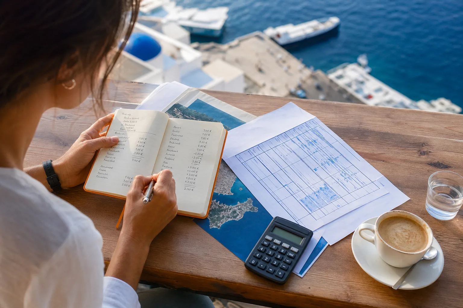 budgeting a Greek islands itinerary with ferry costs and travel expenses.