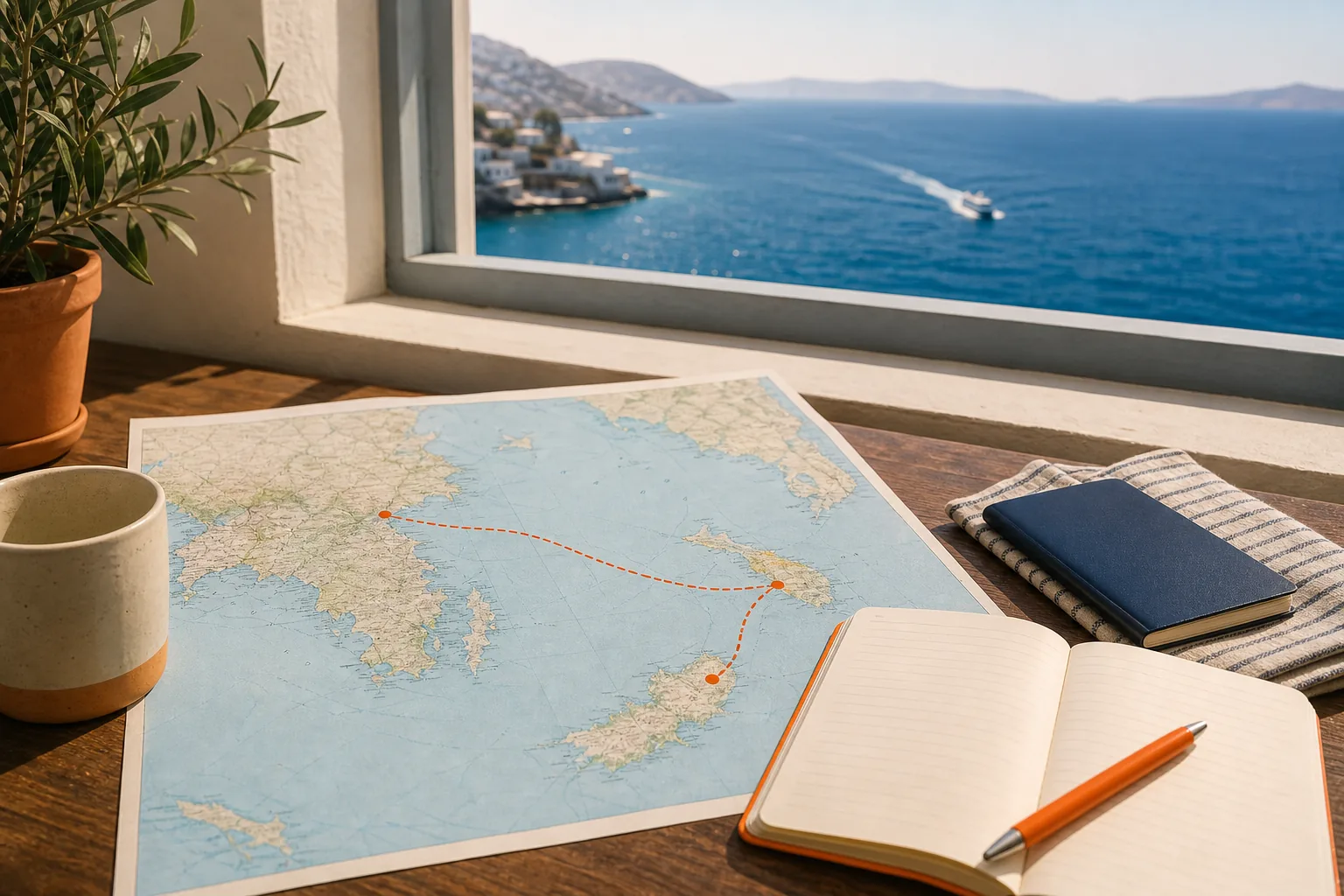 Planning a trip to Greece with an island route map