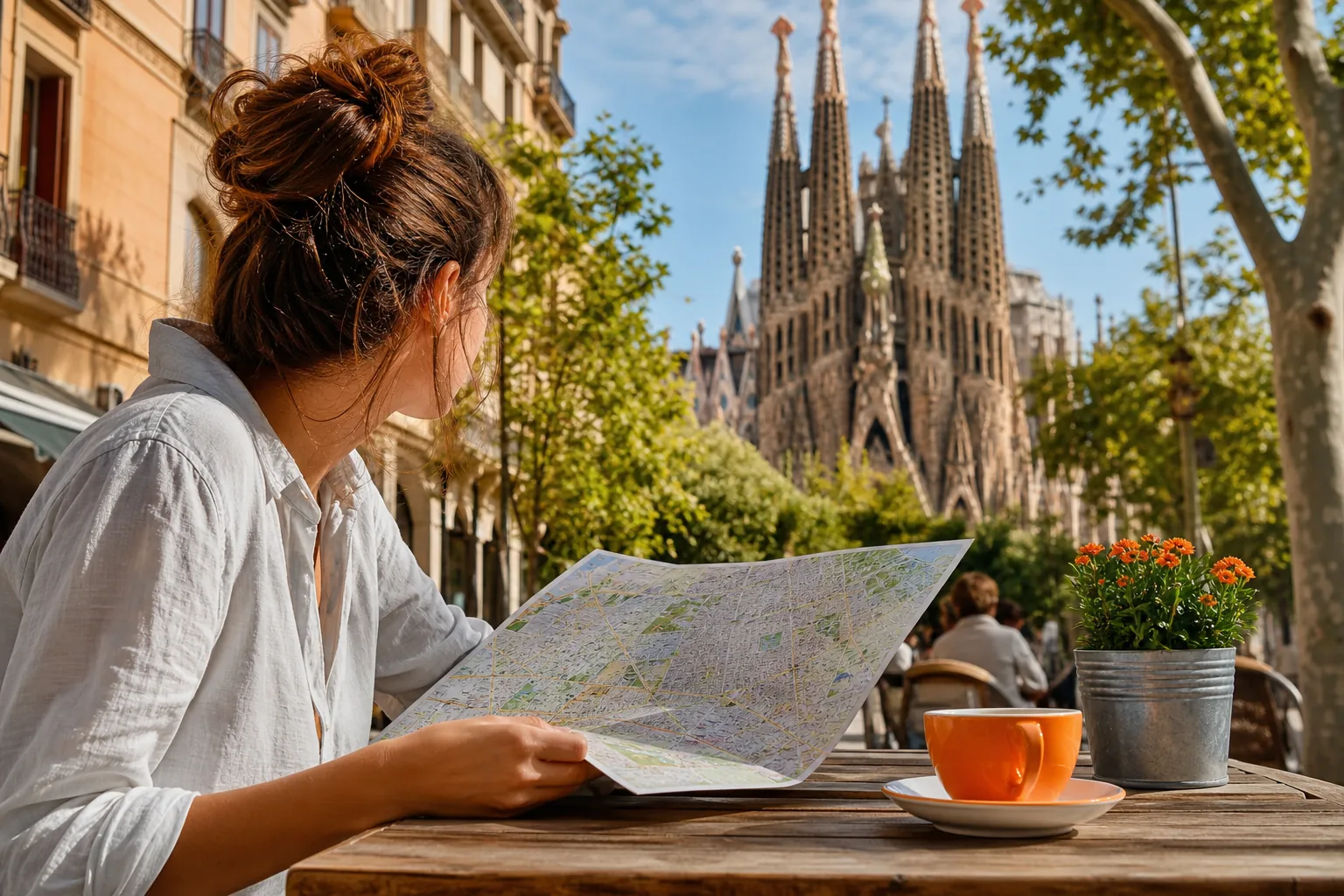 Barcelona itinerary planning map with Sagrada Familia