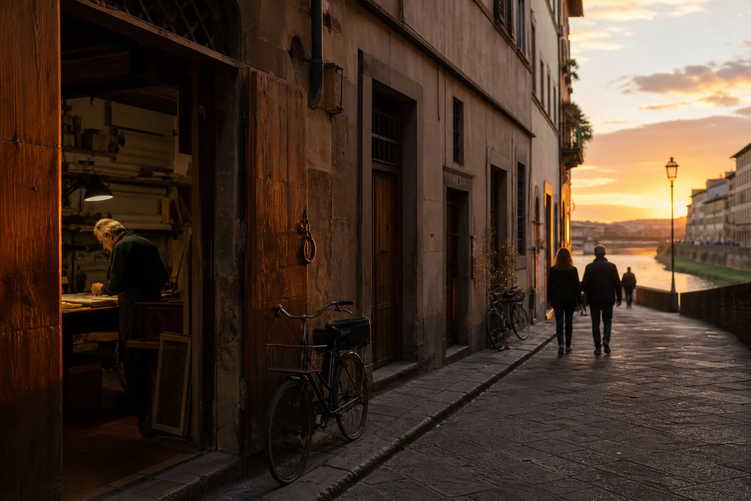 Oltrarno Florence artisan streets and evening walk