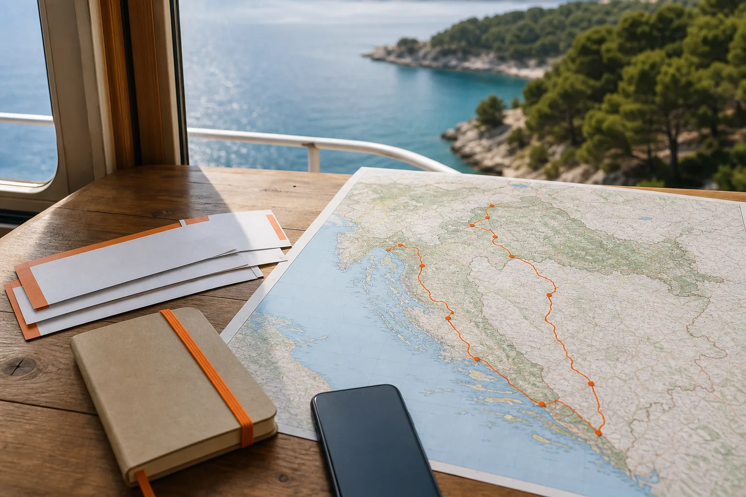Croatia itinerary route planning map with ferry tickets