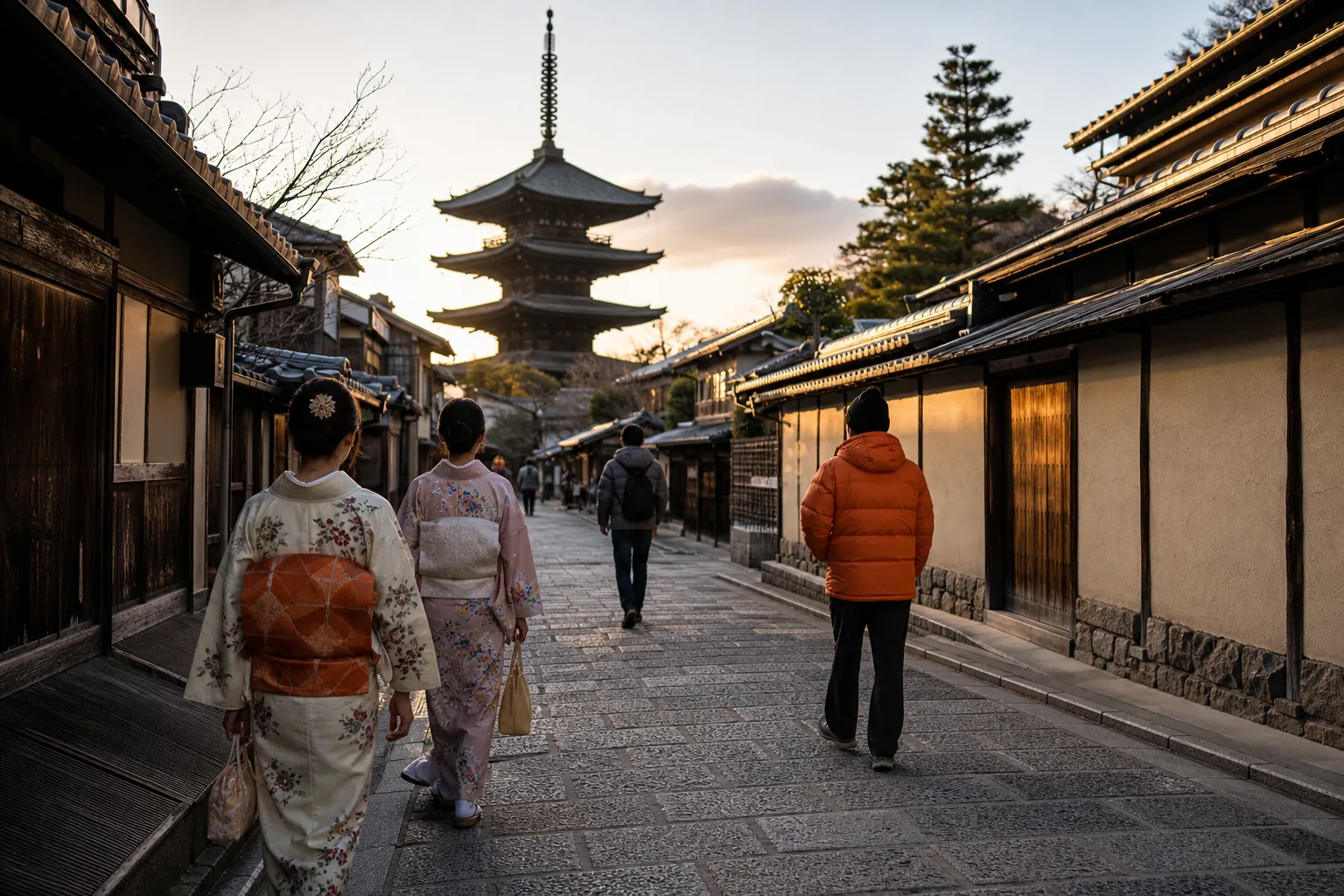 Early morning Kyoto temple district route with fewer crowds