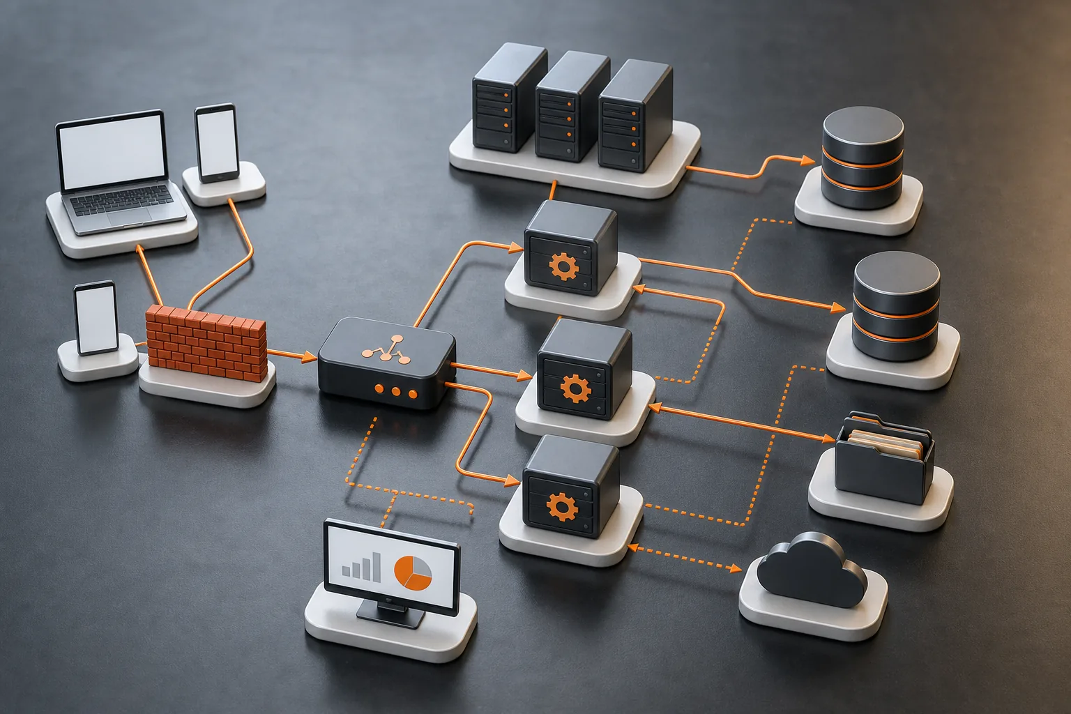 Software architecture design diagram with modules and data flows