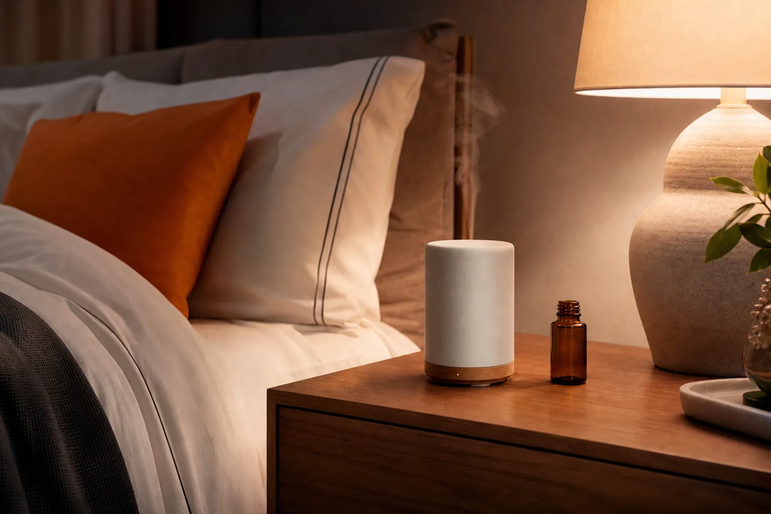 Maintaining a subtle luxury room scent with a heat-free diffuser and clean bedroom linens