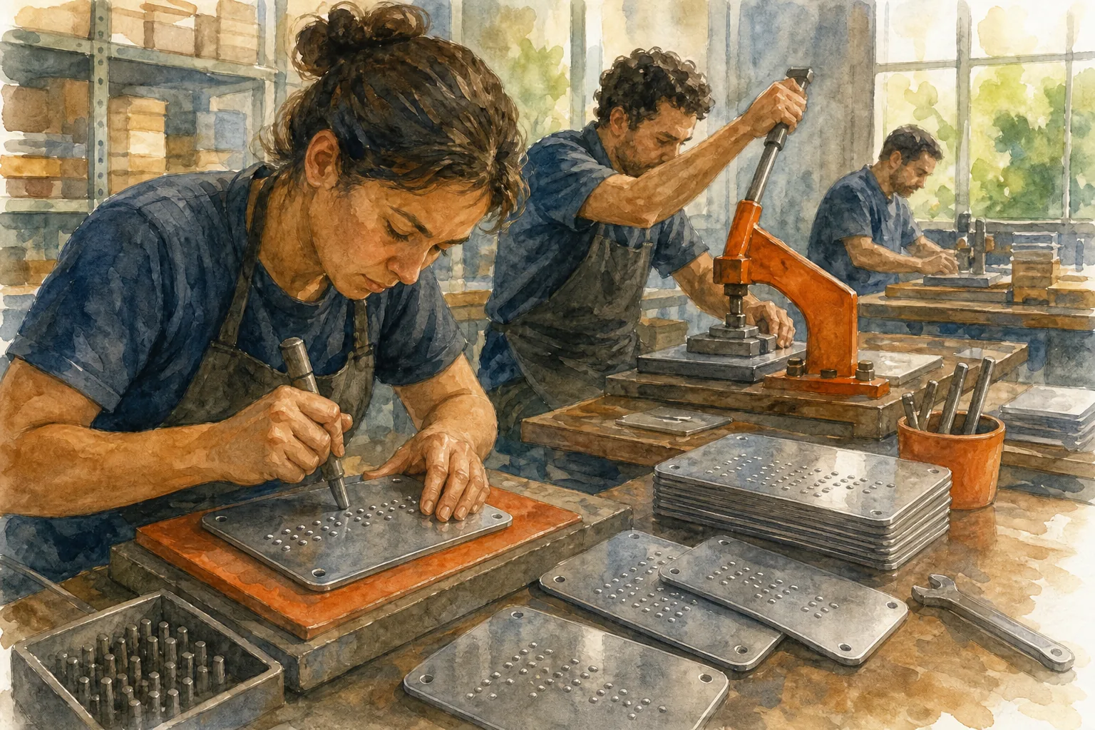 Fabricación de señalética Braille a medida en taller