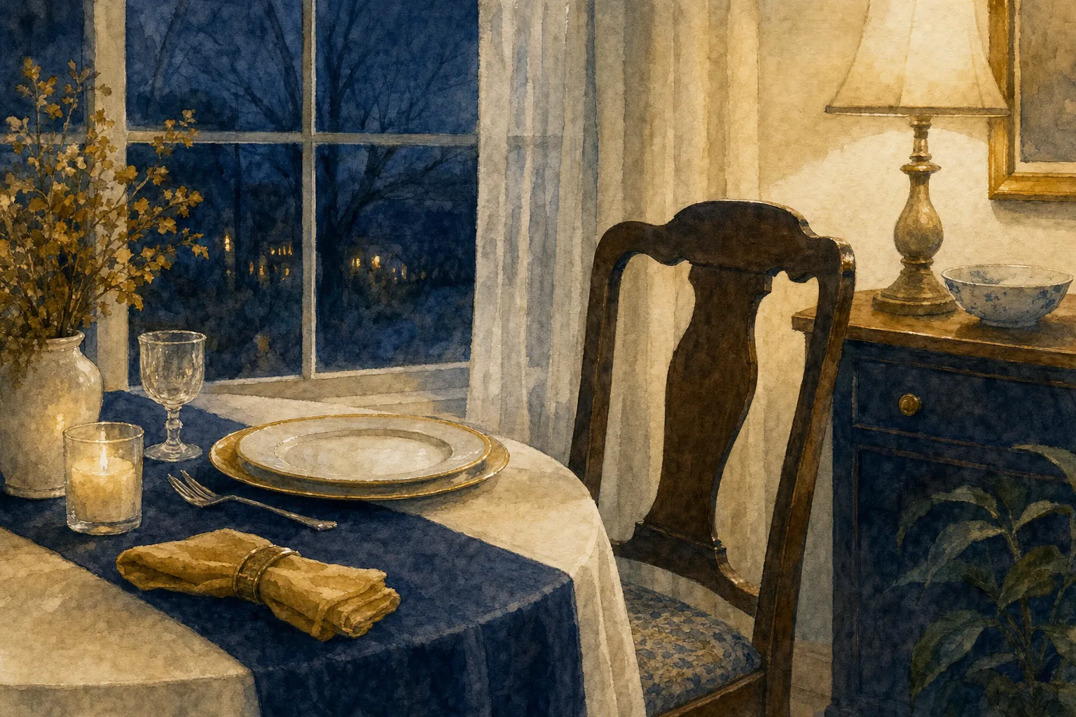Watercolor empty chair representing grief after estrangement from an adult son.