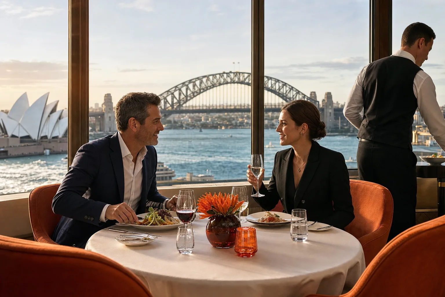 Discreet executive lunch companion overlooking Sydney Harbour