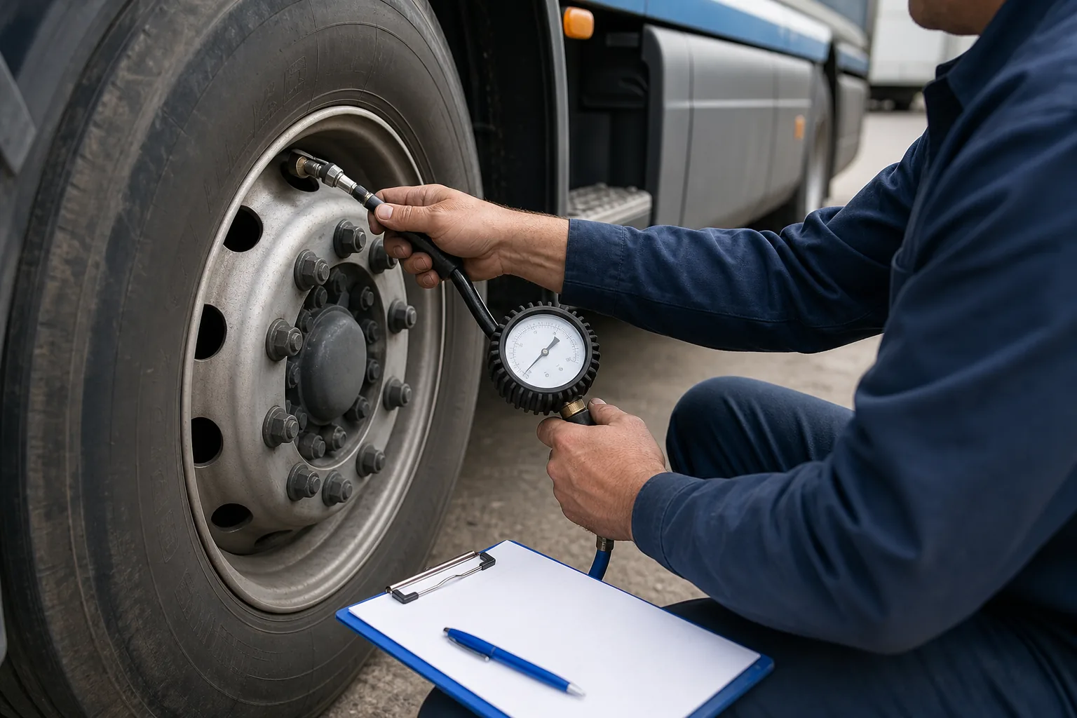 "Rechecking tire pressure after repair"