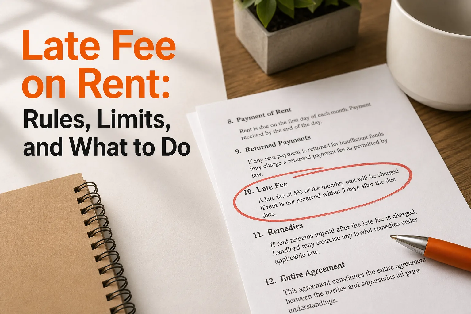 Late fee on rent clause example